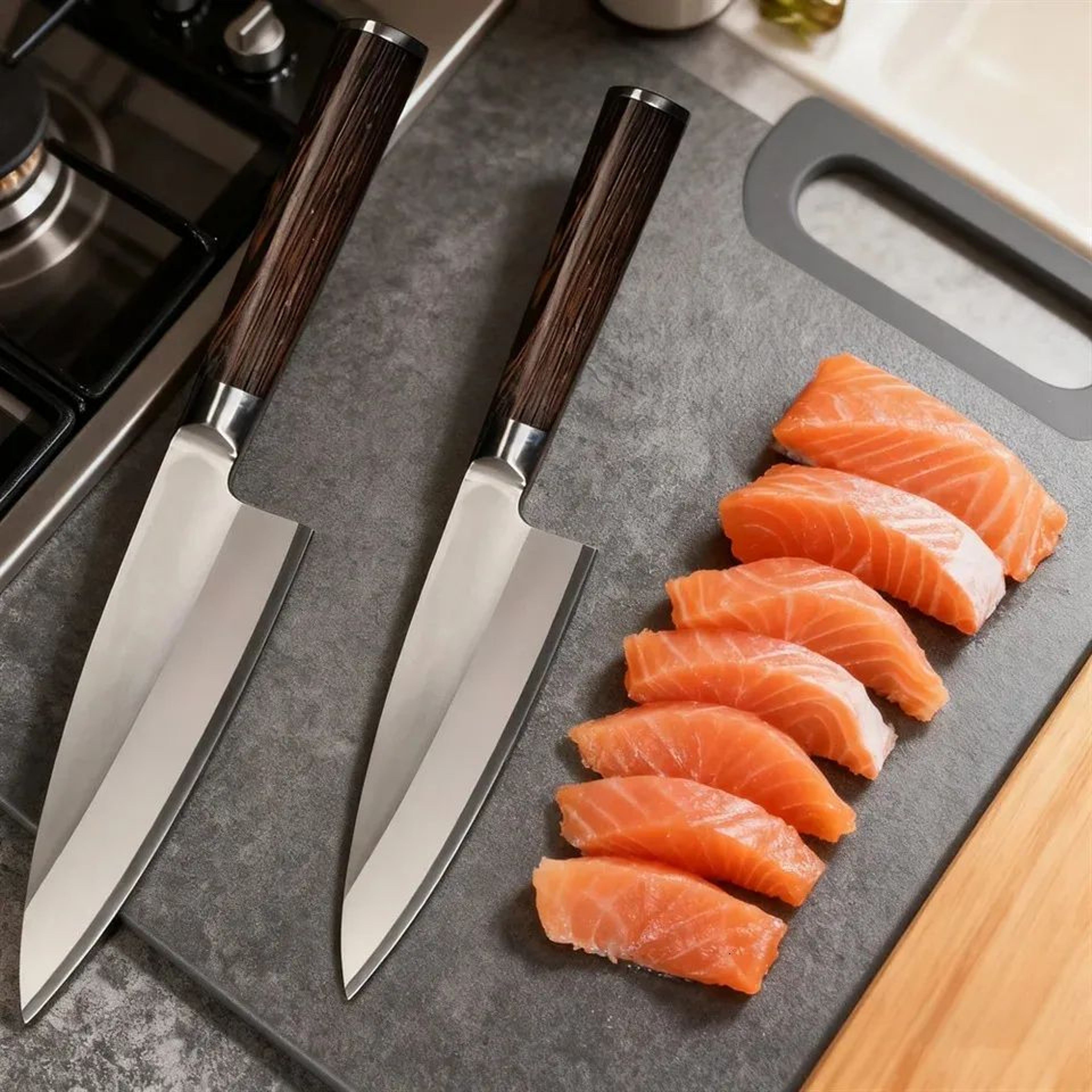 Salmon Sashimi Knife With Sharp Stainless Steel Blade And Ergonomic Handle 0