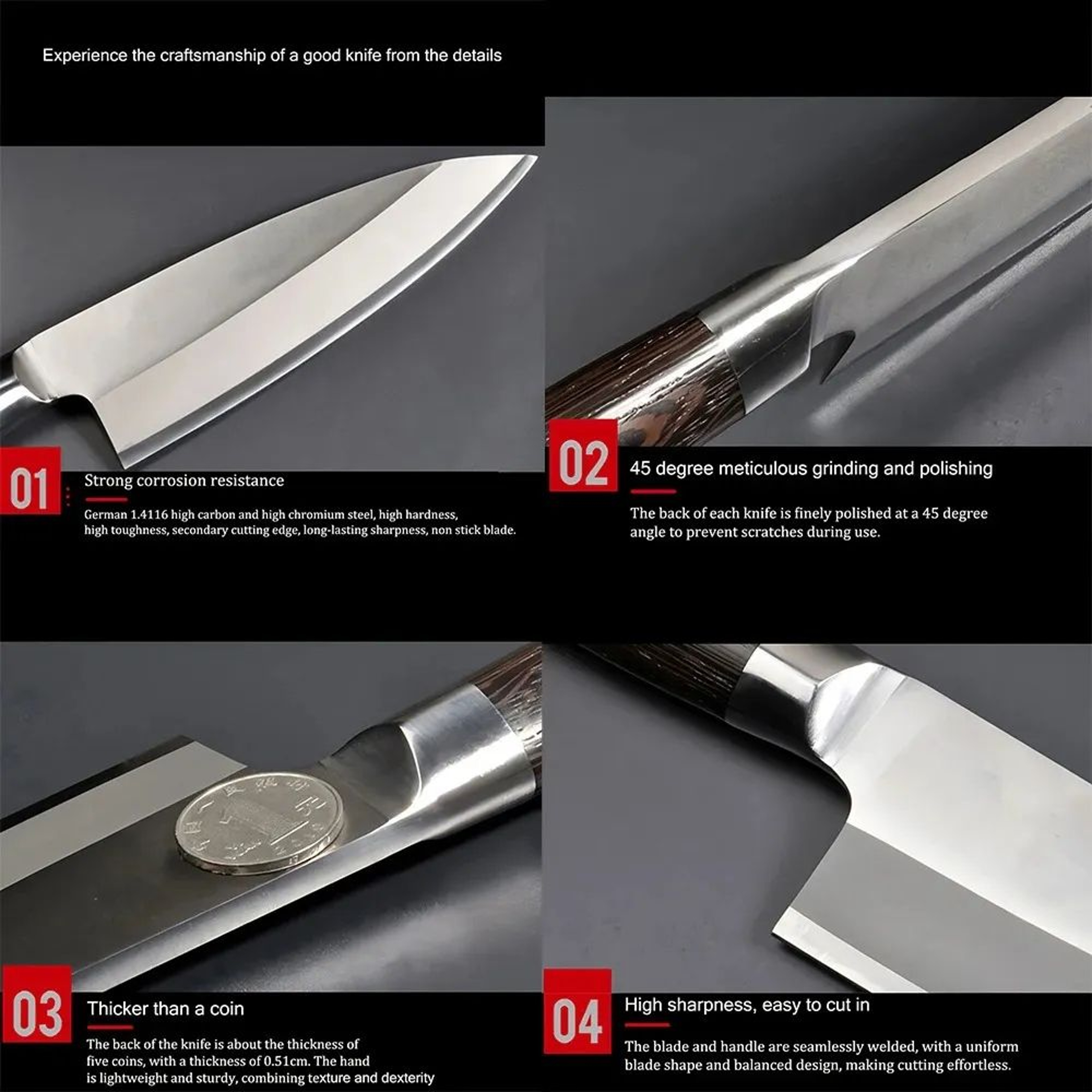 Salmon Sashimi Knife With Sharp Stainless Steel Blade And Ergonomic Handle 3