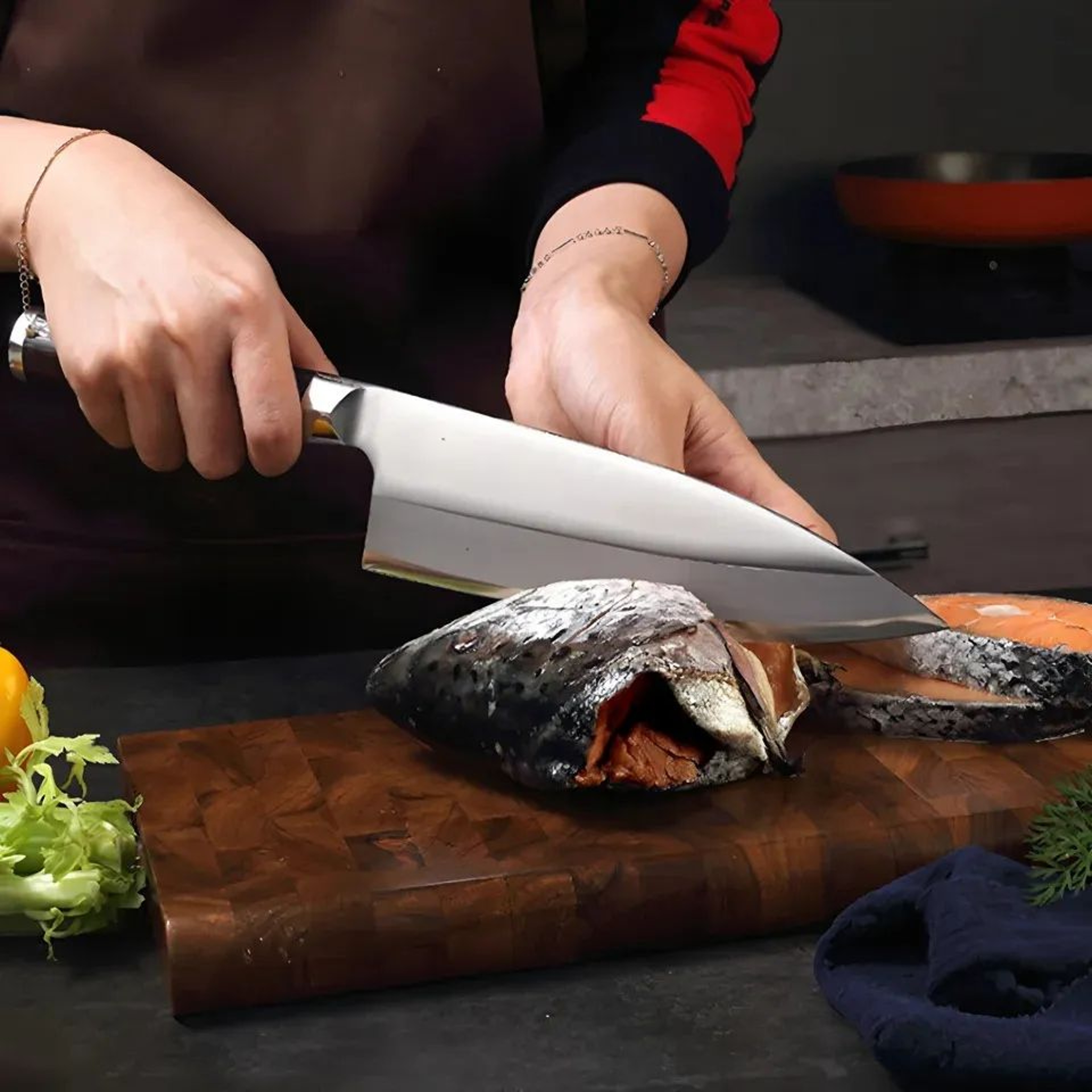 Salmon Sashimi Knife With Sharp Stainless Steel Blade And Ergonomic Handle 2