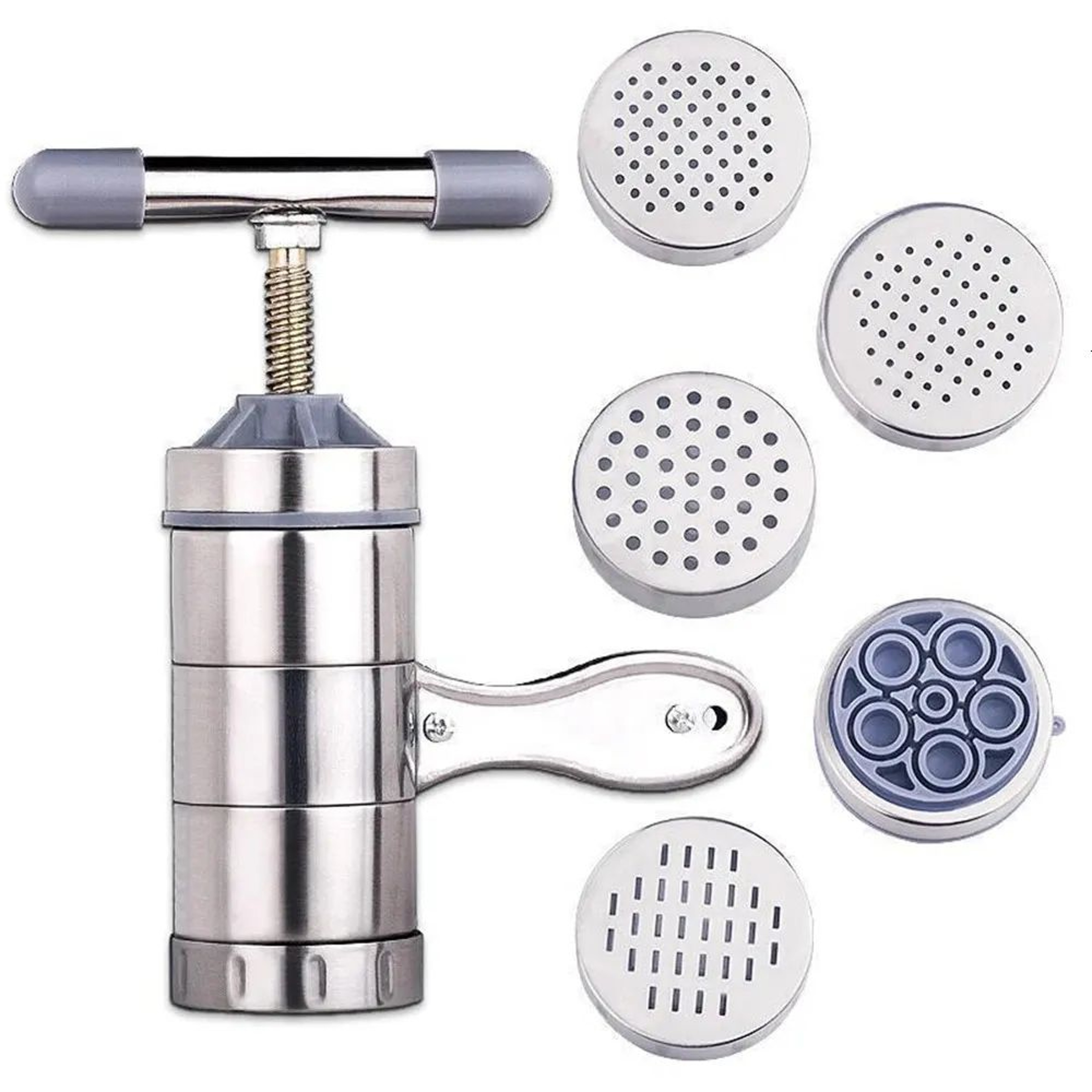 Stainless Steel Manual Noodle Maker With Hand Crank And Interchangeable Molds 0
