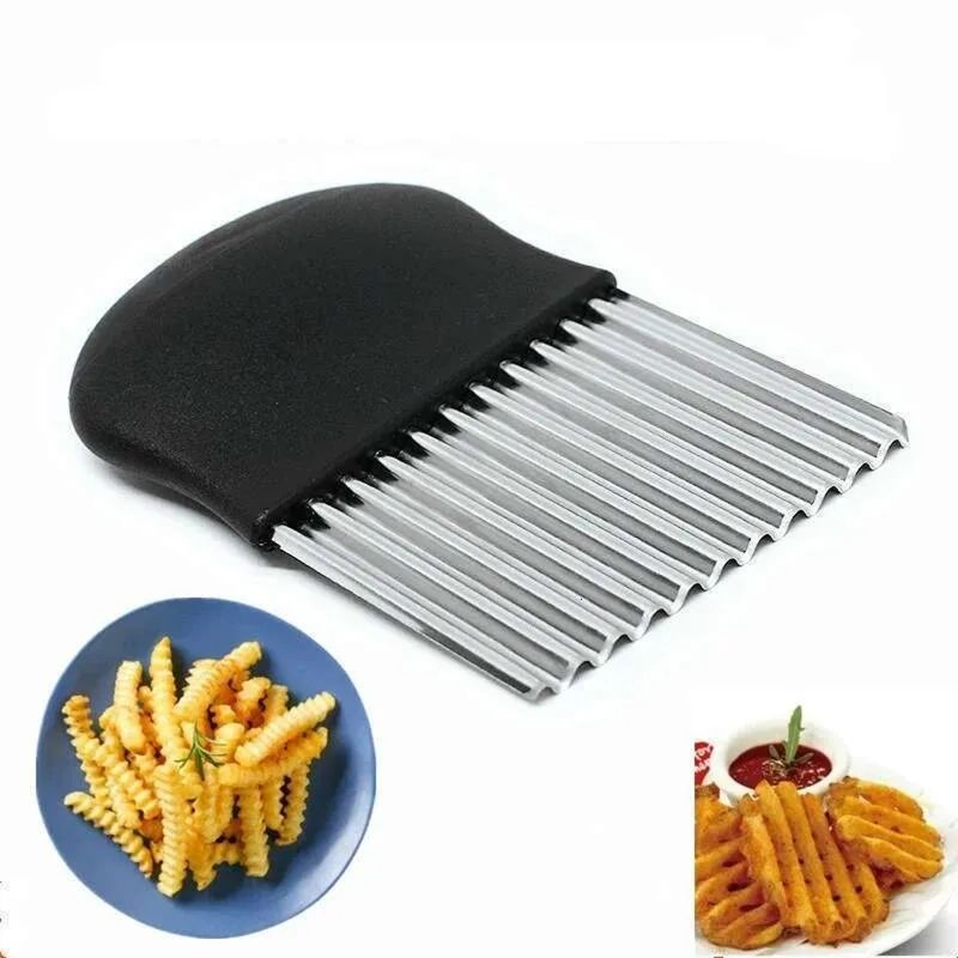 Stainless Steel Crinkle Cutter Wavy Potato Slicer For Vegetables Fruits And Dough 3