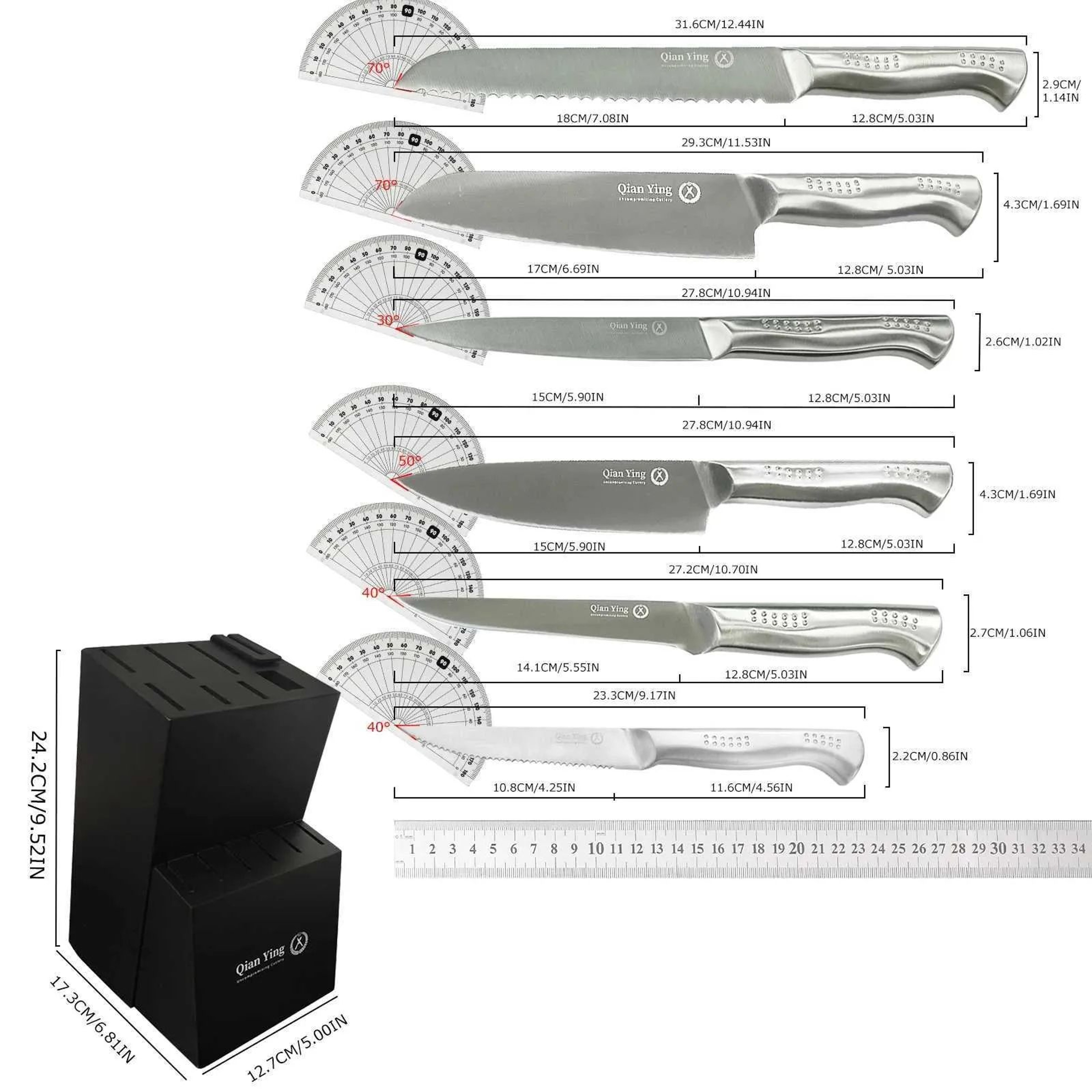 Kitchen Knife Set With Holder For Chopping And Slicing 5