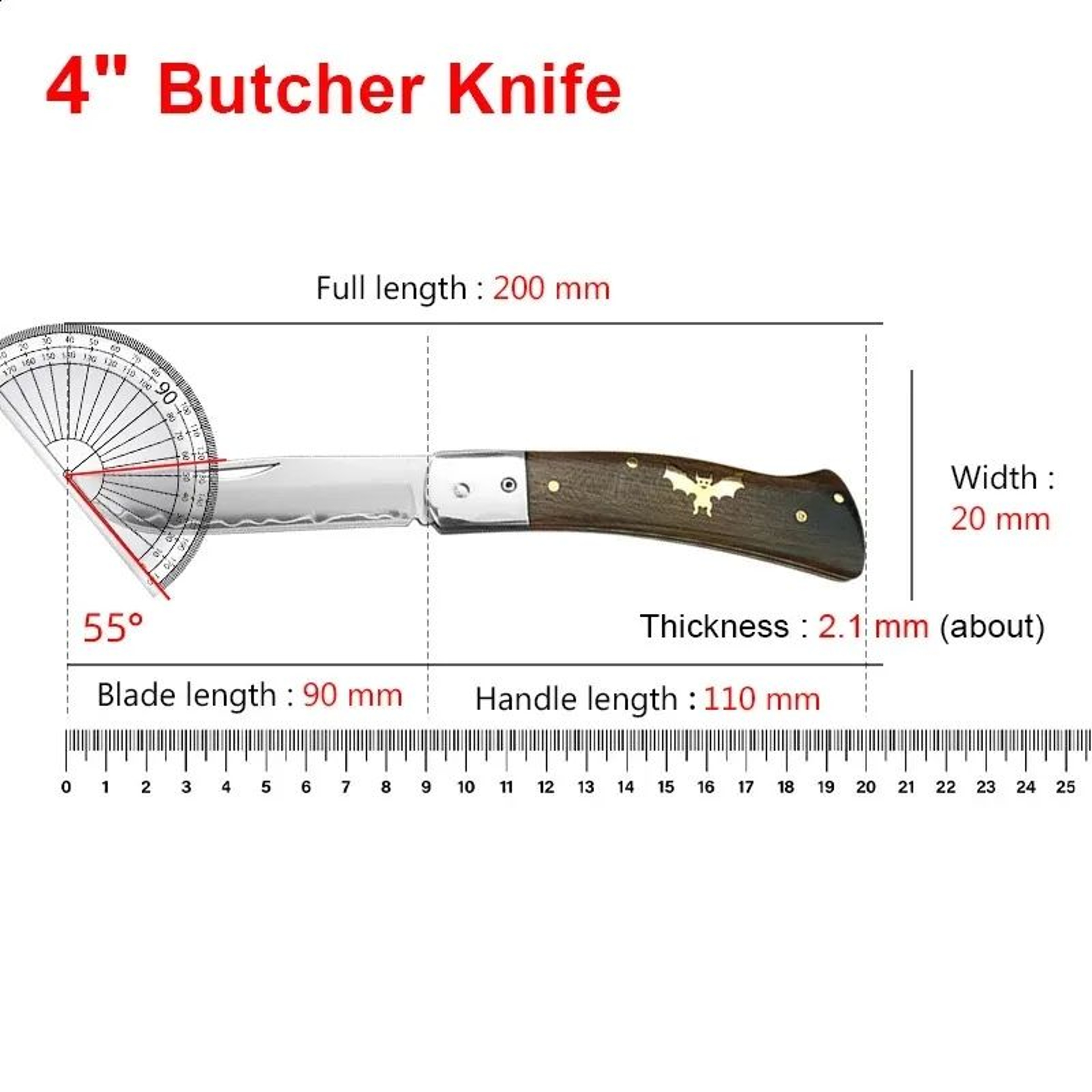 Stainless Steel Folding Cleaver Knife With Wooden Handle For Kitchen Food Prep 6