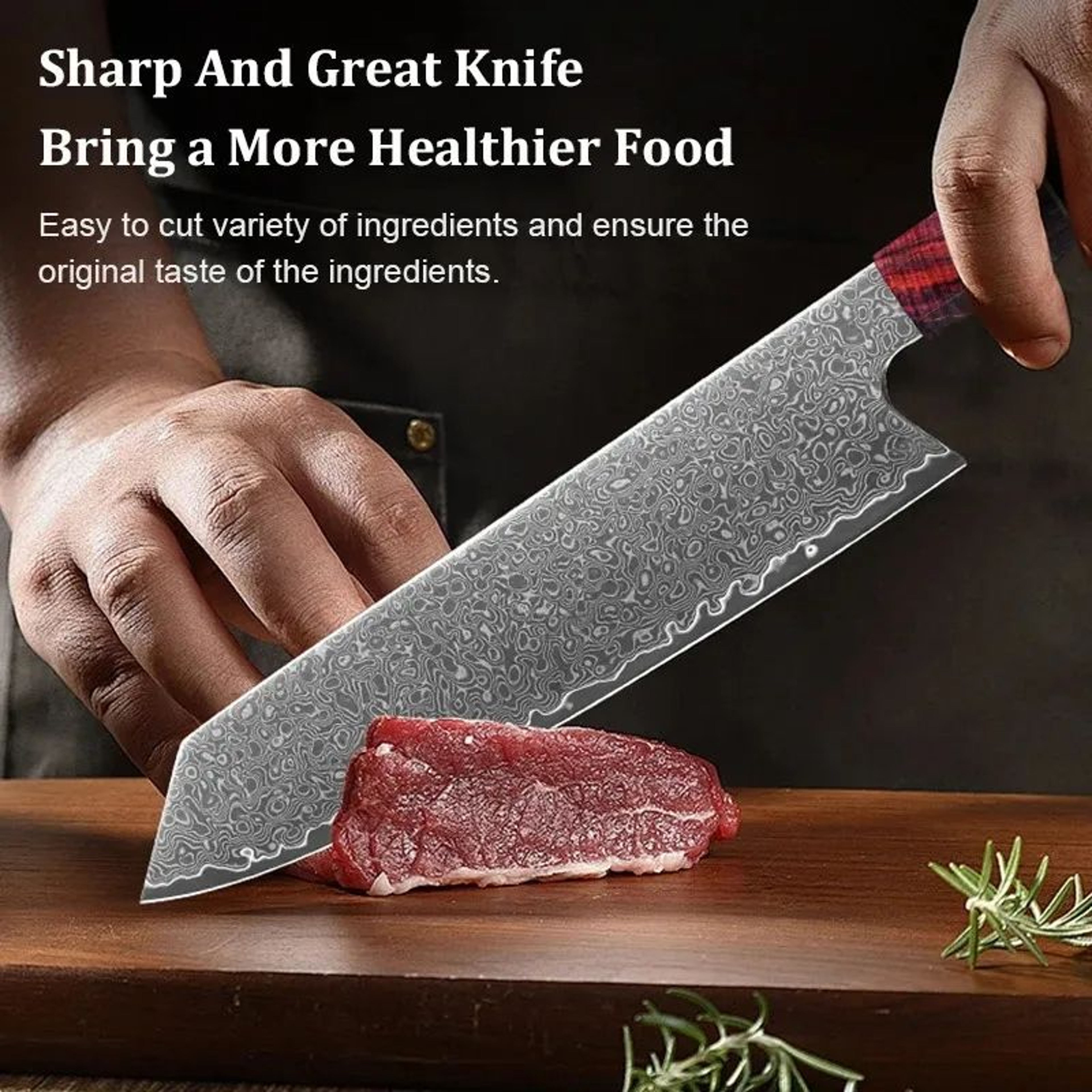 Damascus Steel Kitchen Knife Set With Wood Handles Japanese Chef Knives 1