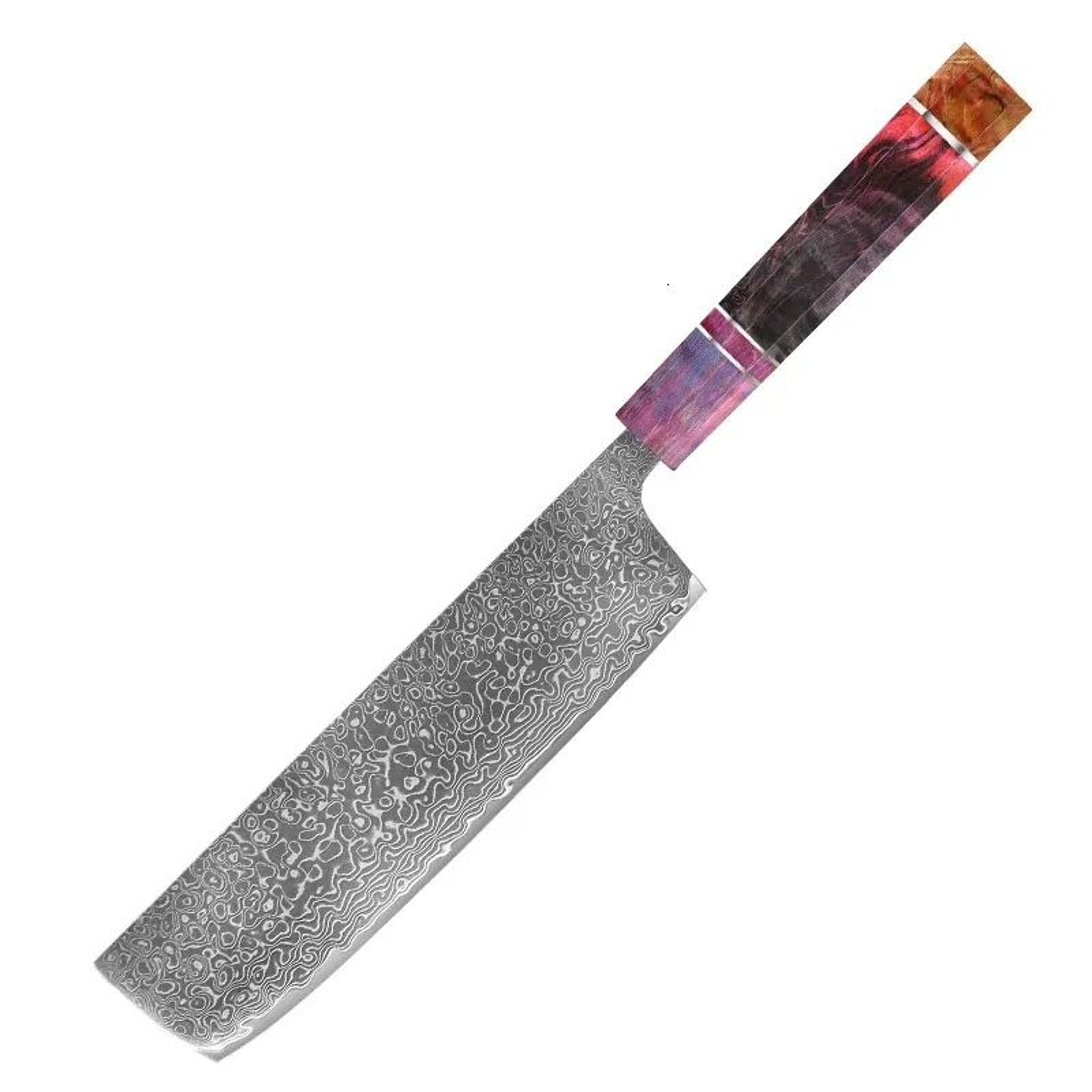 Damascus Steel Kitchen Knife Set With Wood Handles Japanese Chef Knives 5