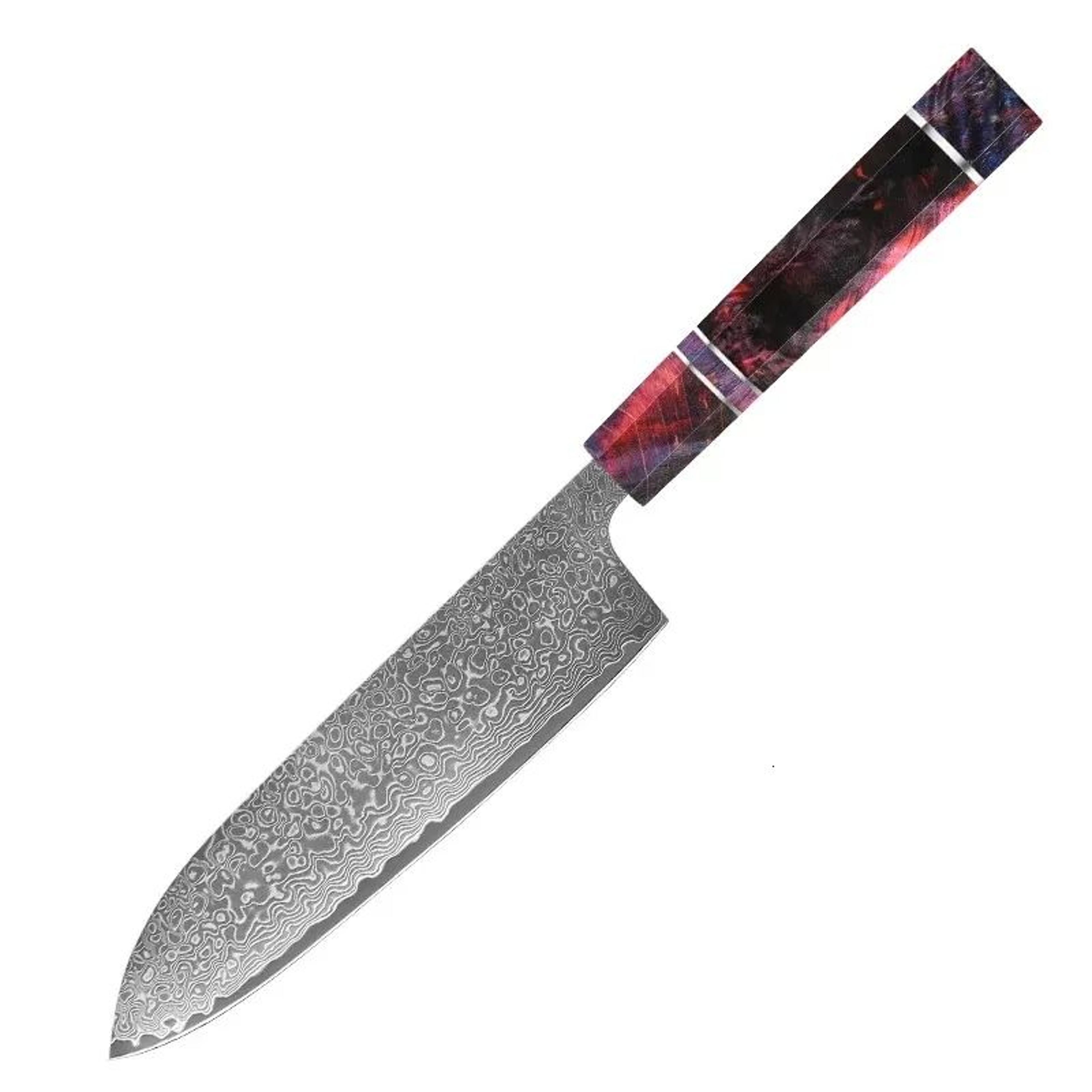 Damascus Steel Kitchen Knife Set With Wood Handles Japanese Chef Knives 6