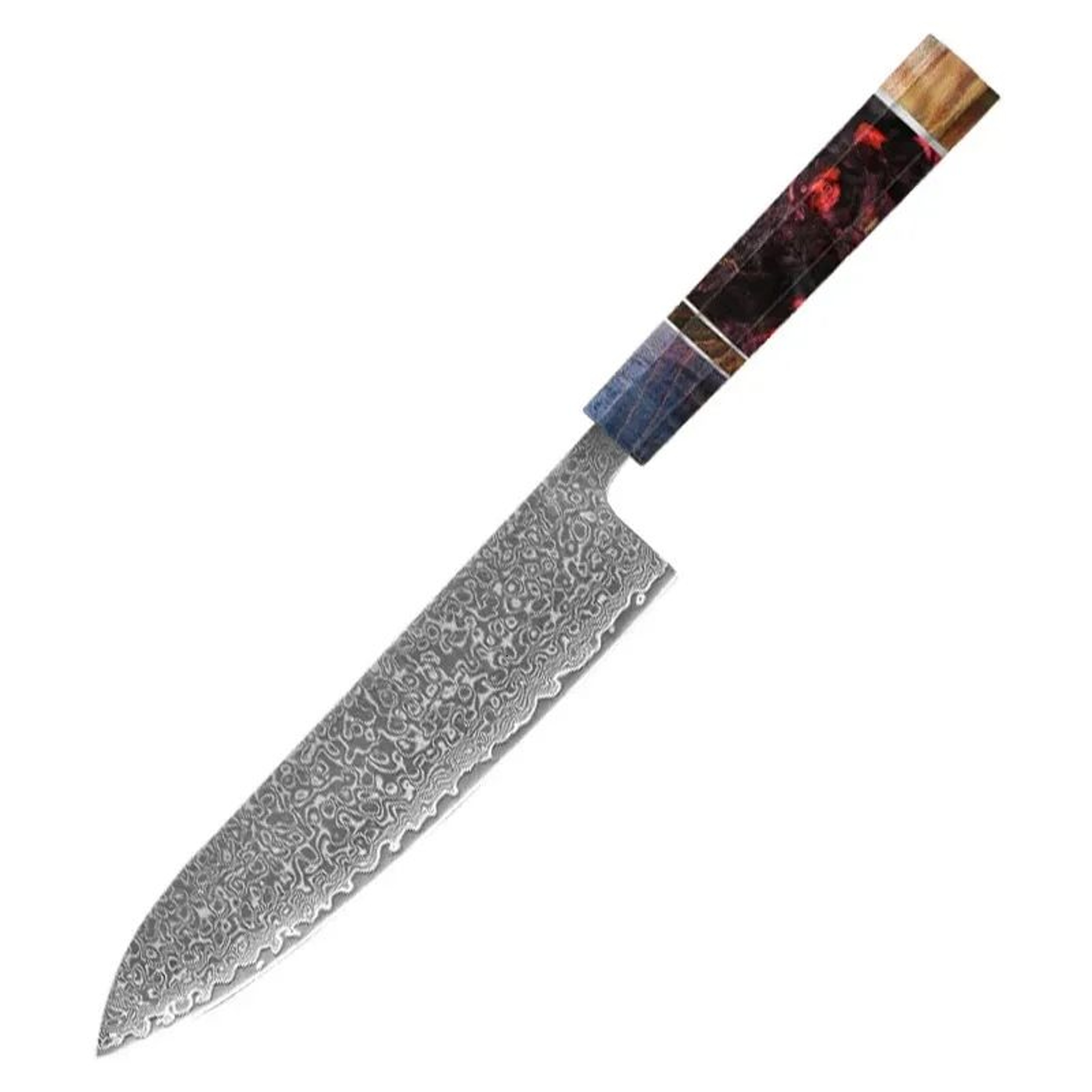 Damascus Steel Kitchen Knife Set With Wood Handles Japanese Chef Knives 7