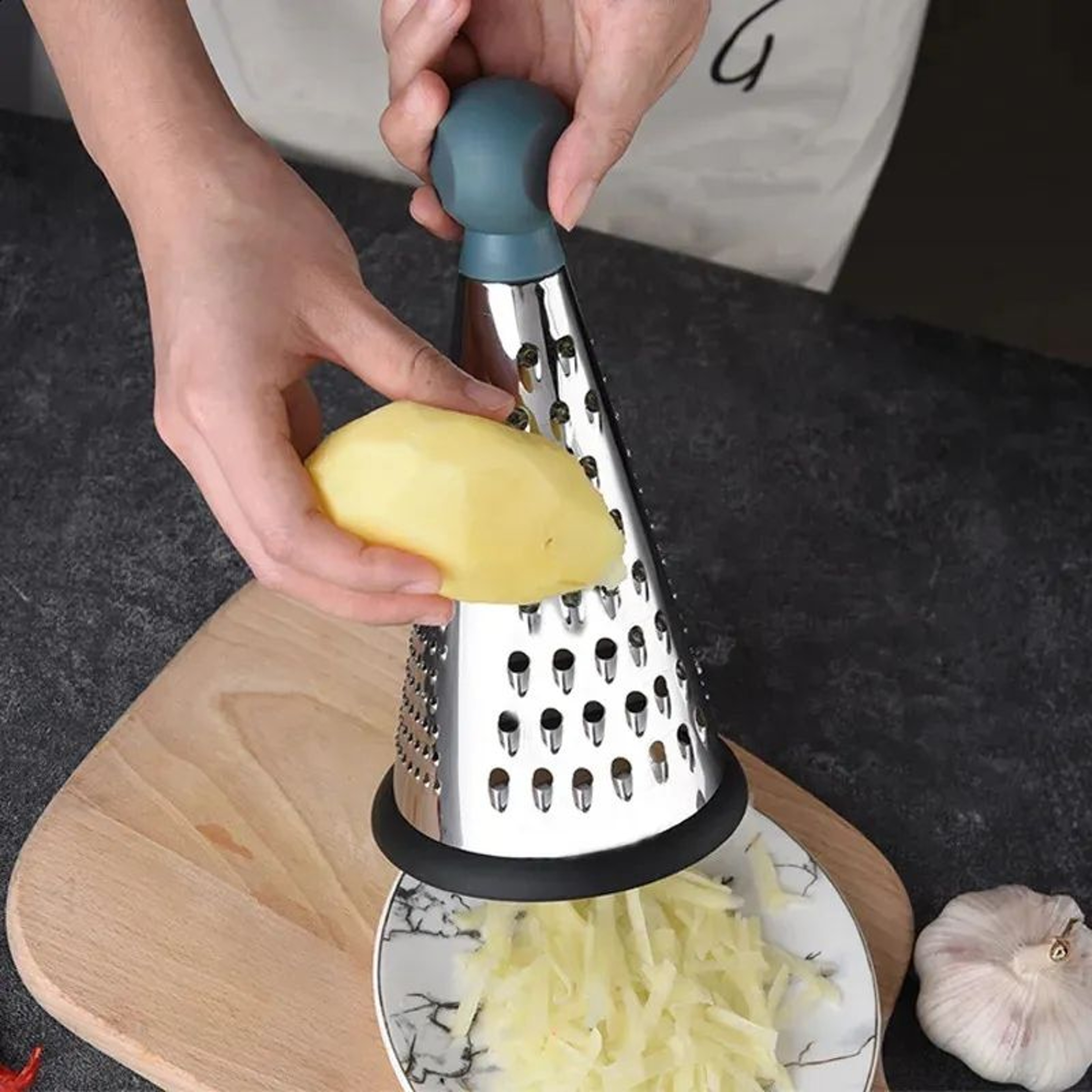 Sided Stainless Steel Grater For Vegetables And Garlic With Comfortable Handle 1