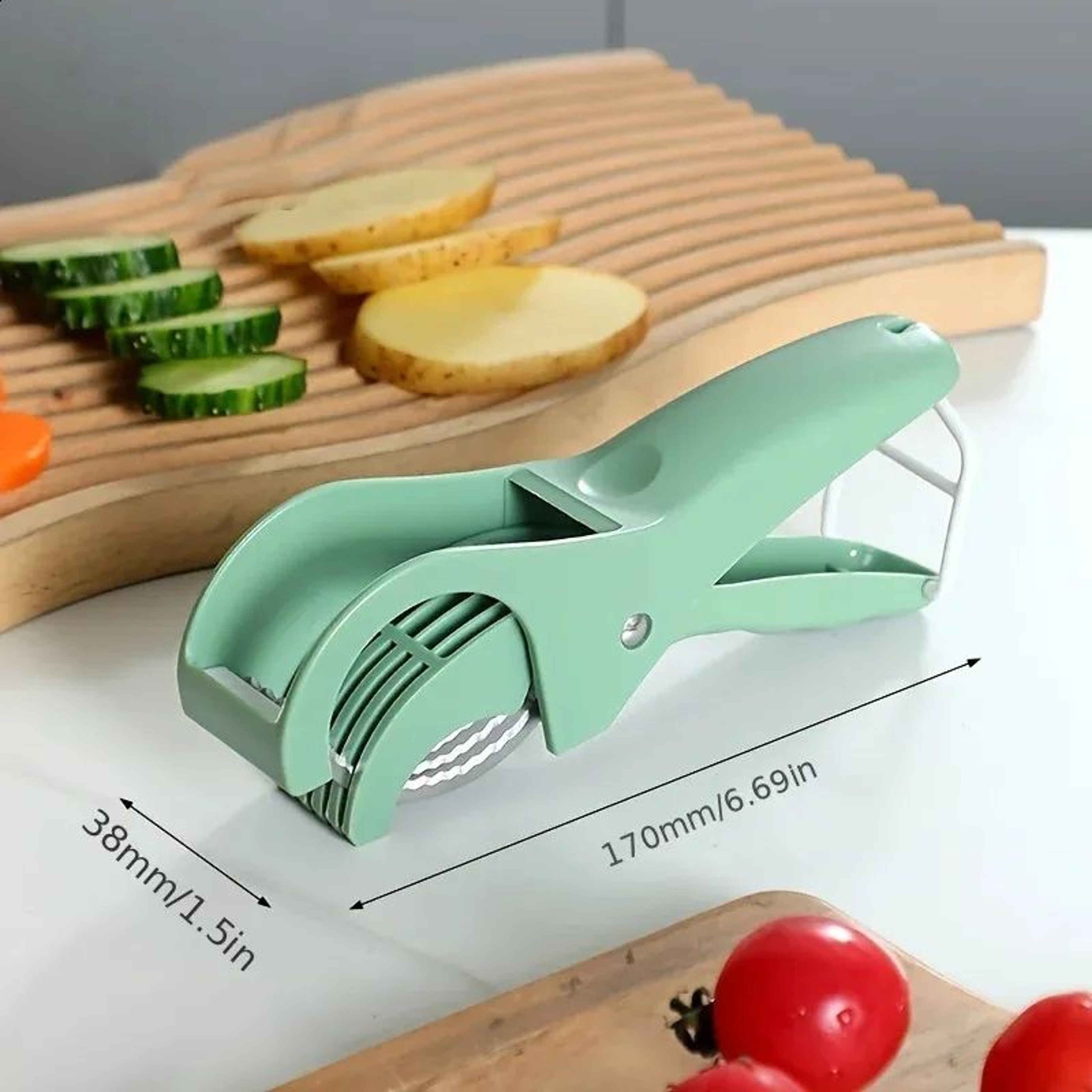 Multifunctional Vegetable Chopper With Handle For Slicing Dicing And Grating 4