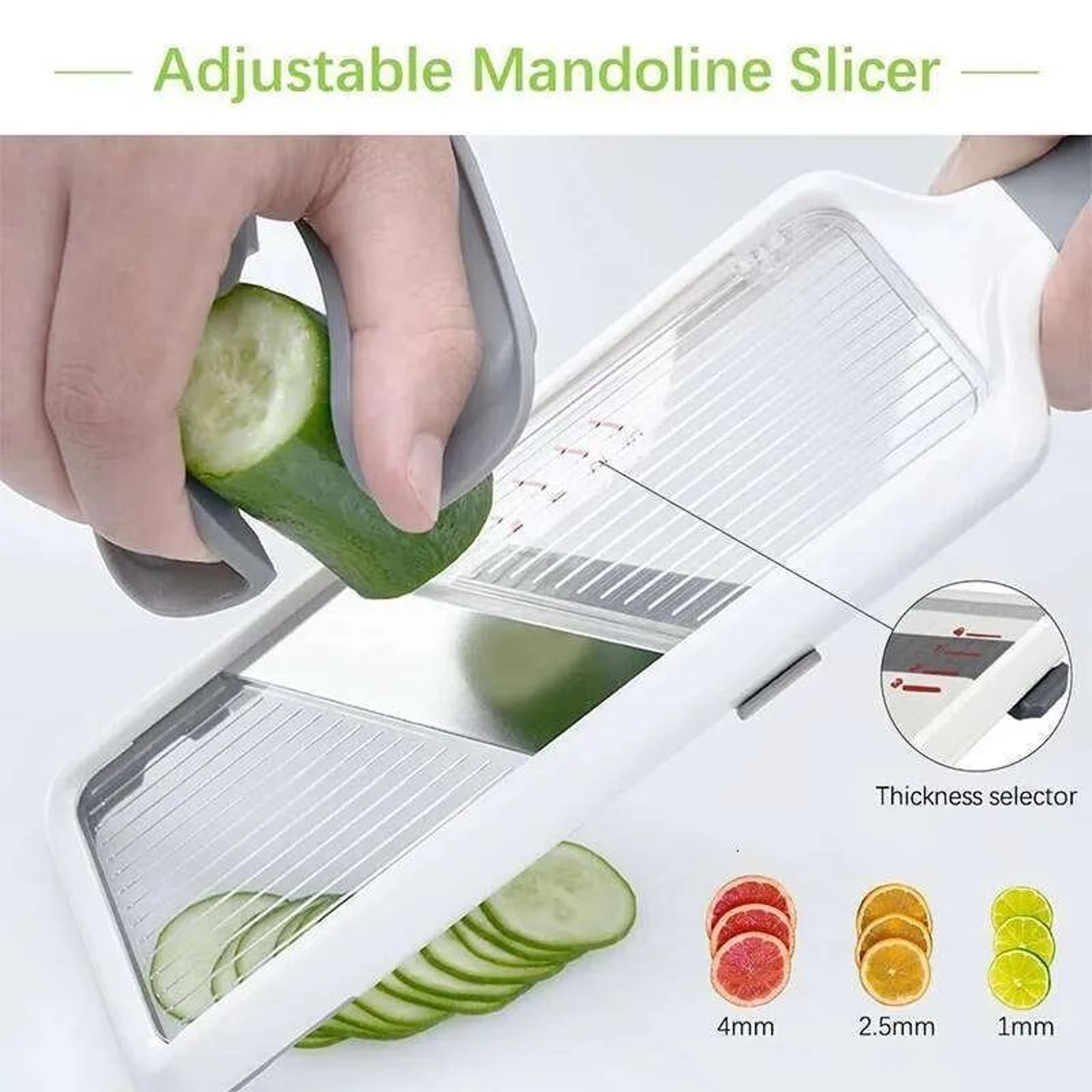 Adjustable Handheld Mandoline Slicer With Stainless Steel Blades For Vegetables And Cheese 2