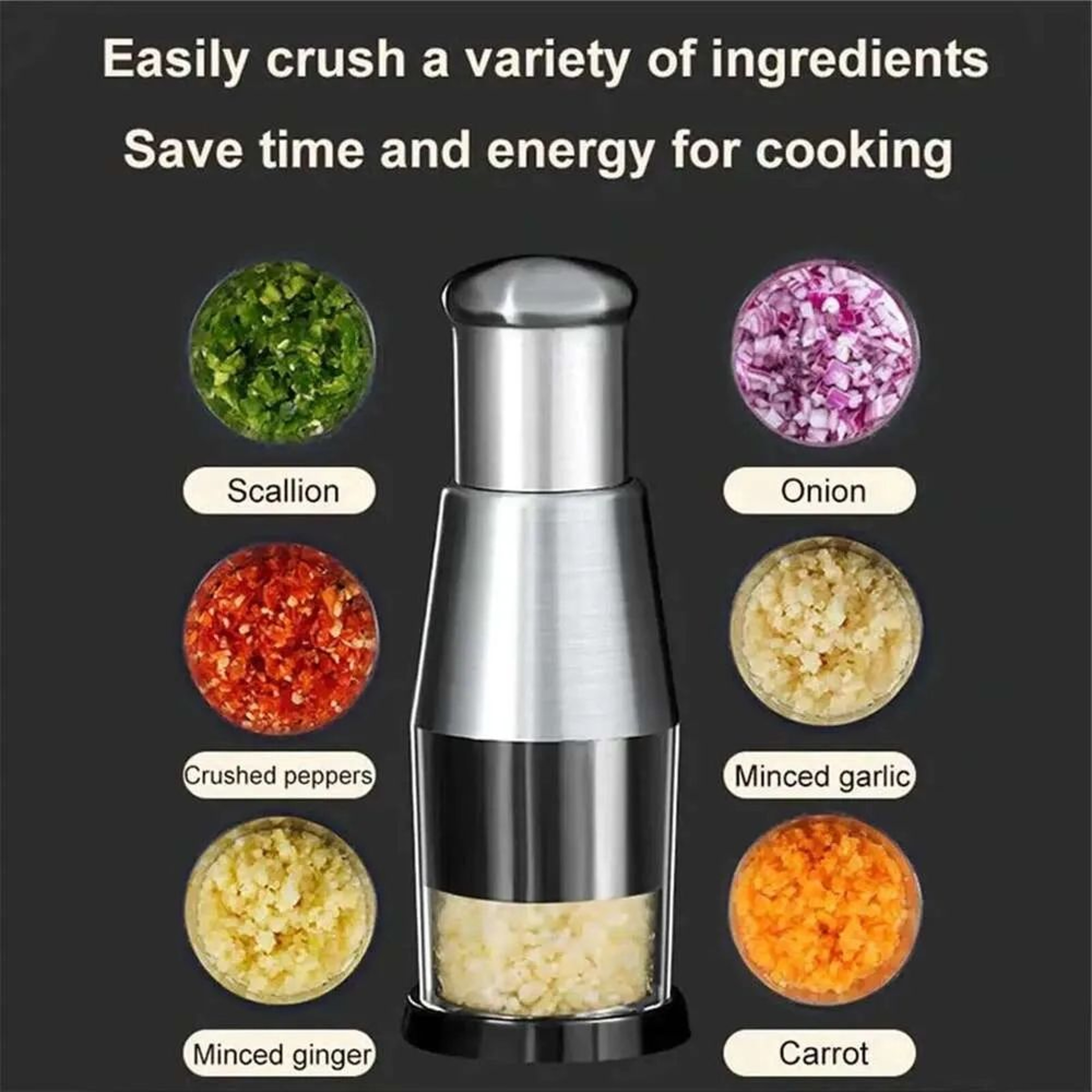 Stainless Steel Manual Food Chopper For Vegetables Onions And Garlic 4
