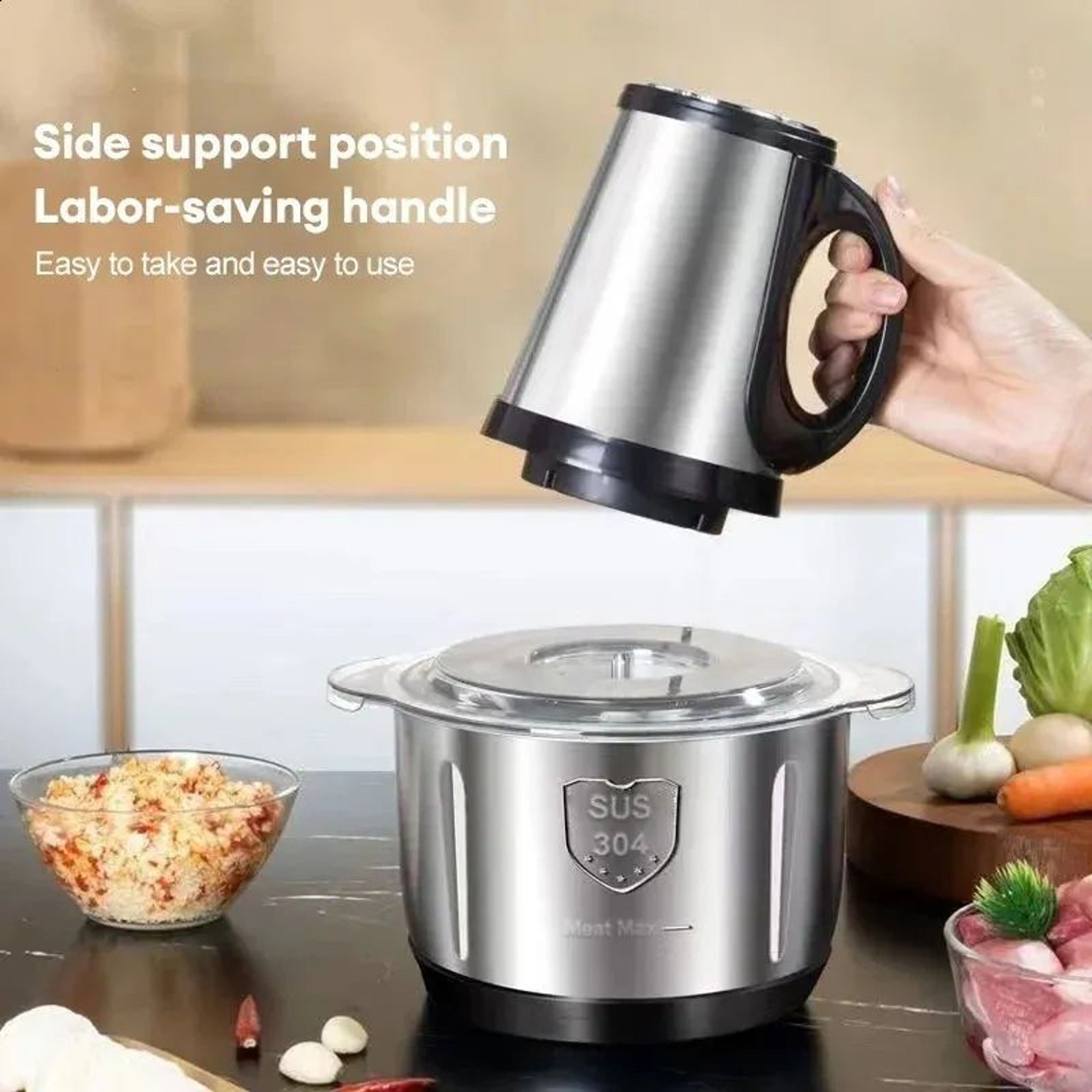 Electric Meat Grinder Stainless Steel Food Chopper With Adjustable Speeds 3