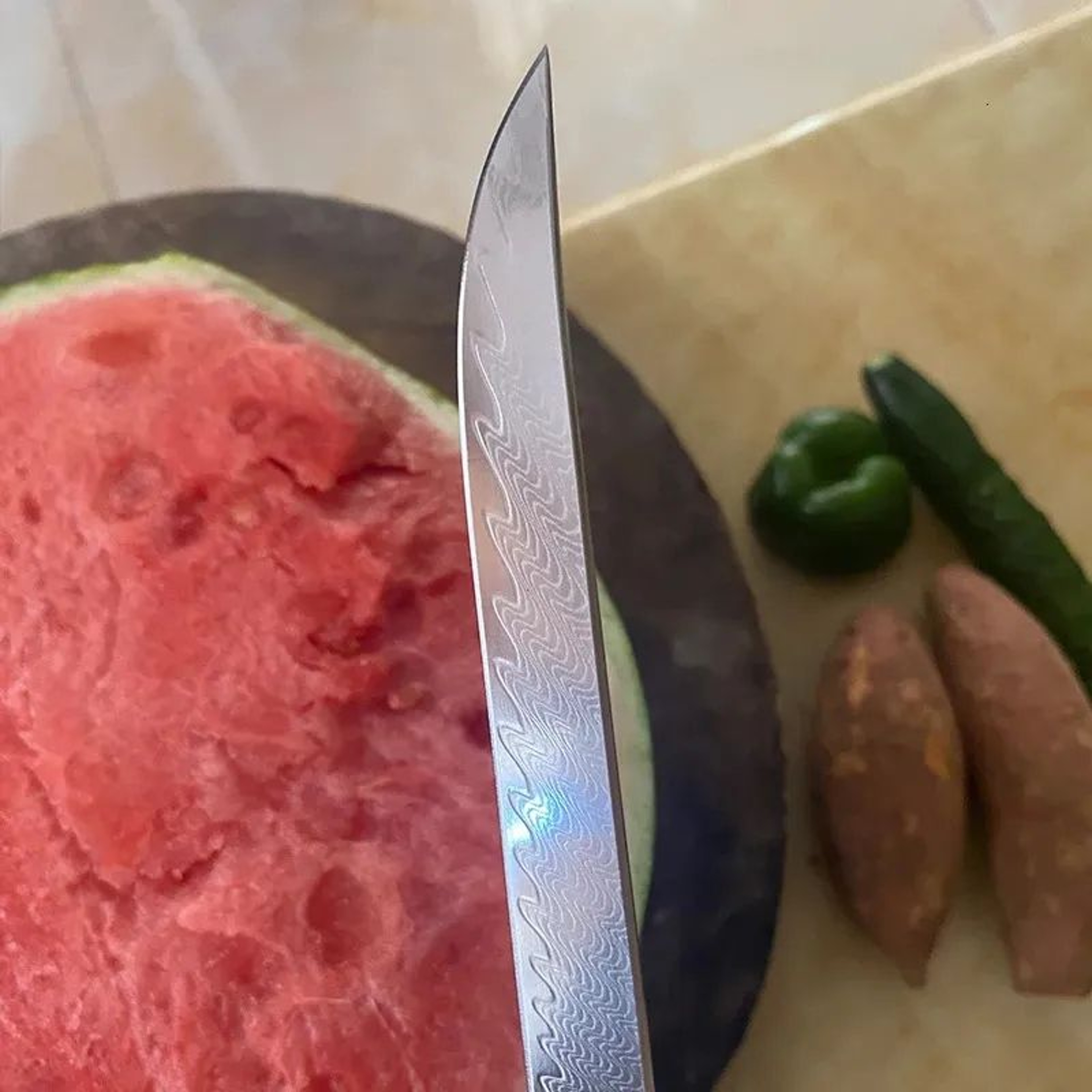 Damascus Steel Chef Knife With Wooden Handle For Meat Vegetables And Fruit 5