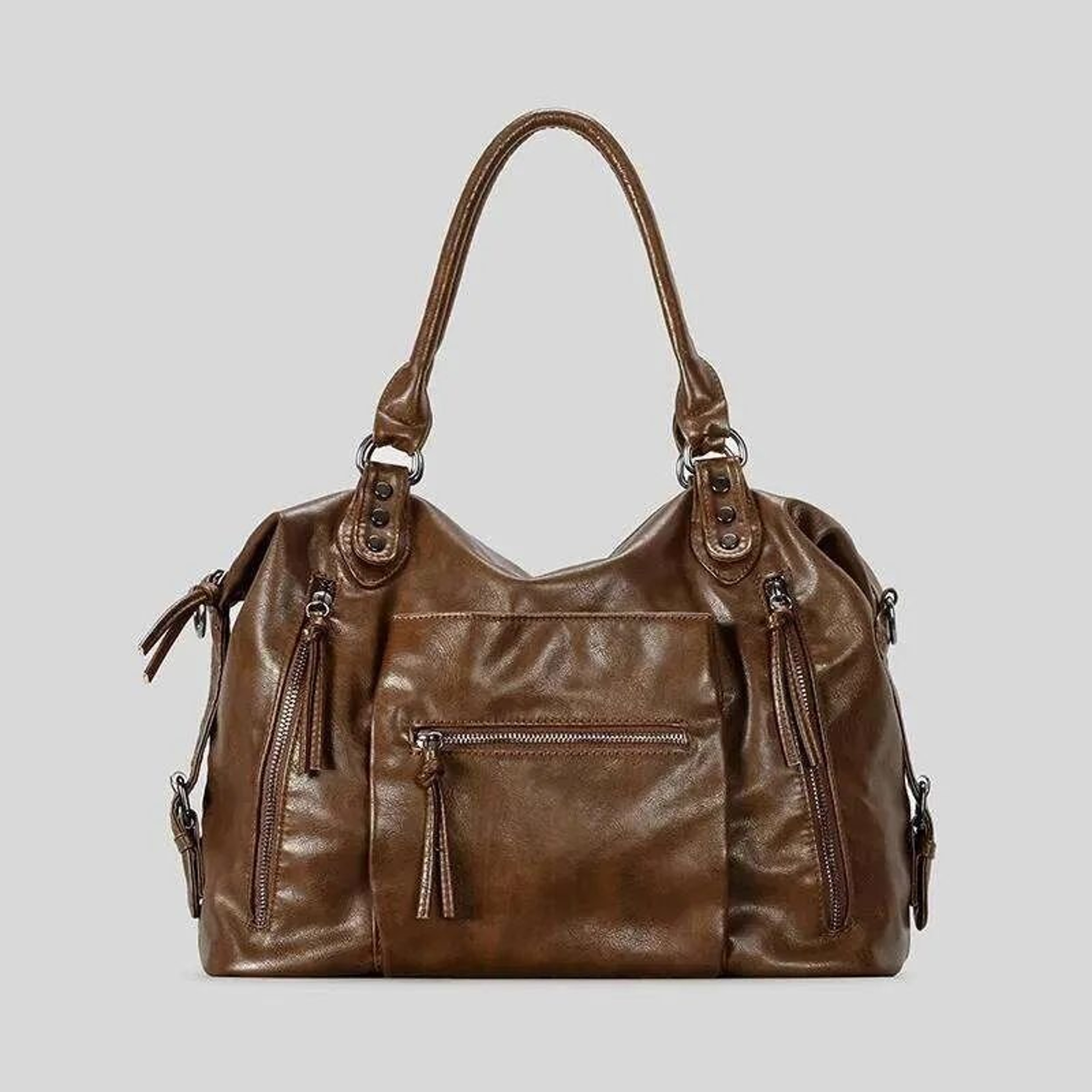 Womens Large Multi Pocket Crossbody Bag With Retro PU Leather Design 3