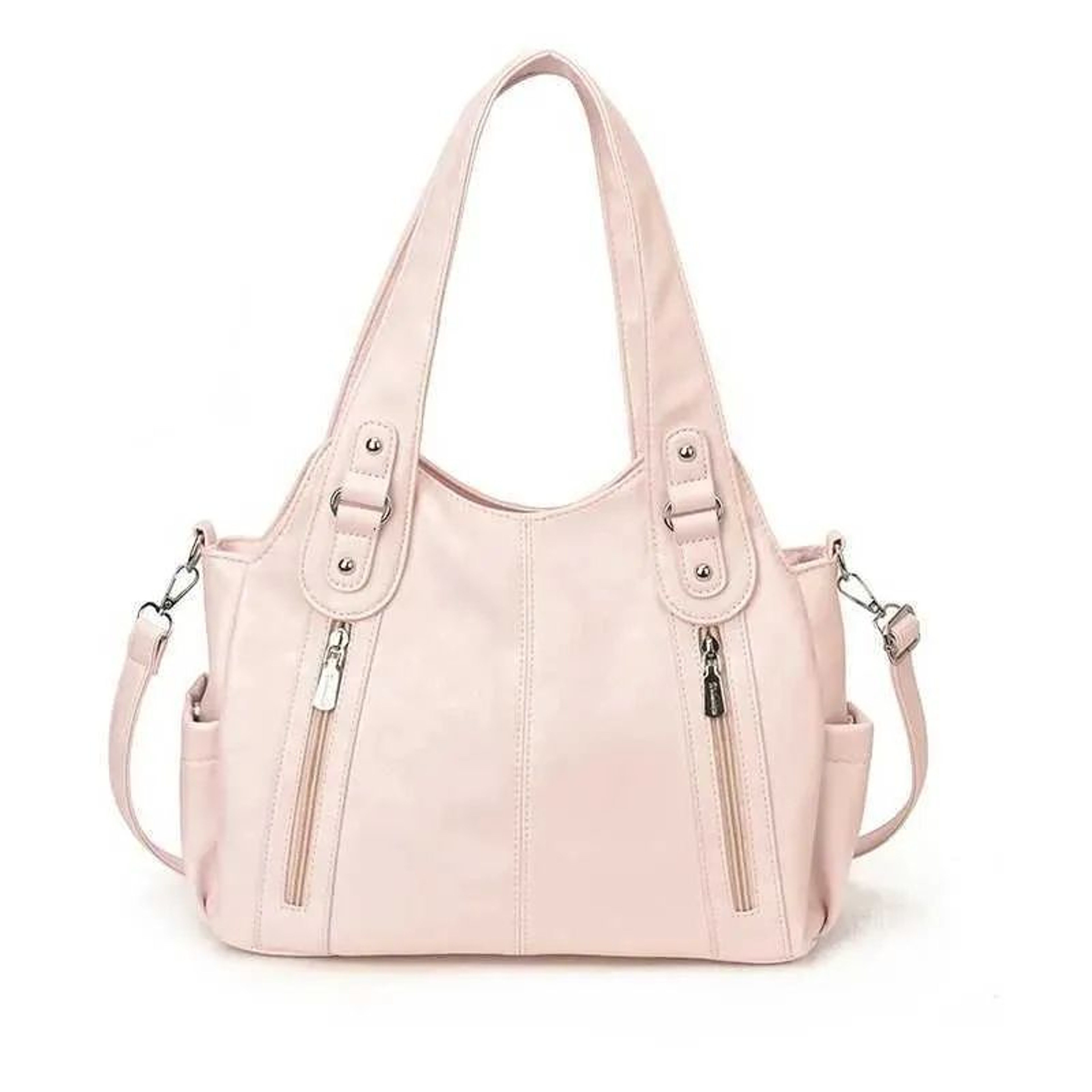 Large Capacity Retro PU Shoulder Bag With Zipper Closure For Everyday Use 2