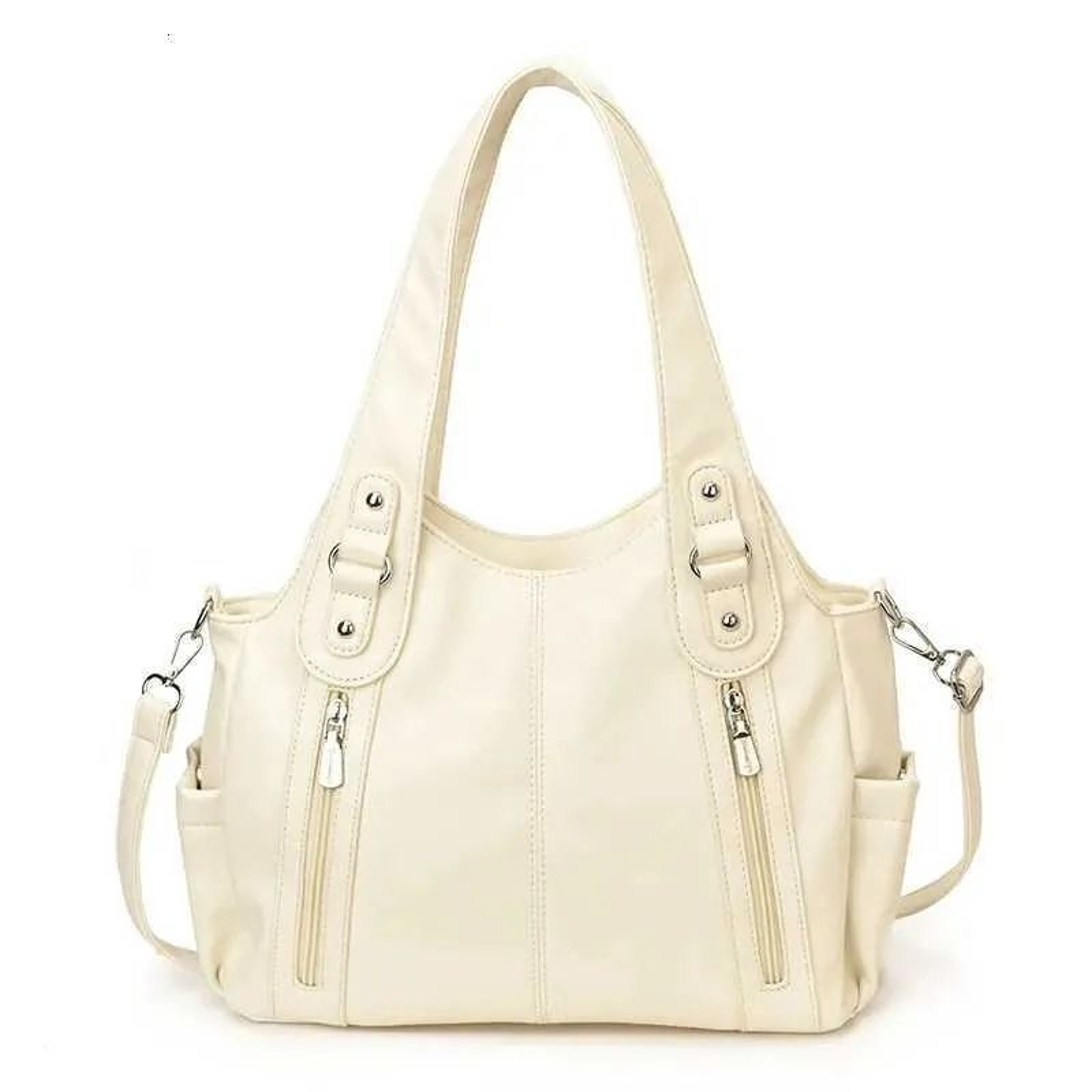 Large Capacity Retro PU Shoulder Bag With Zipper Closure For Everyday Use 3