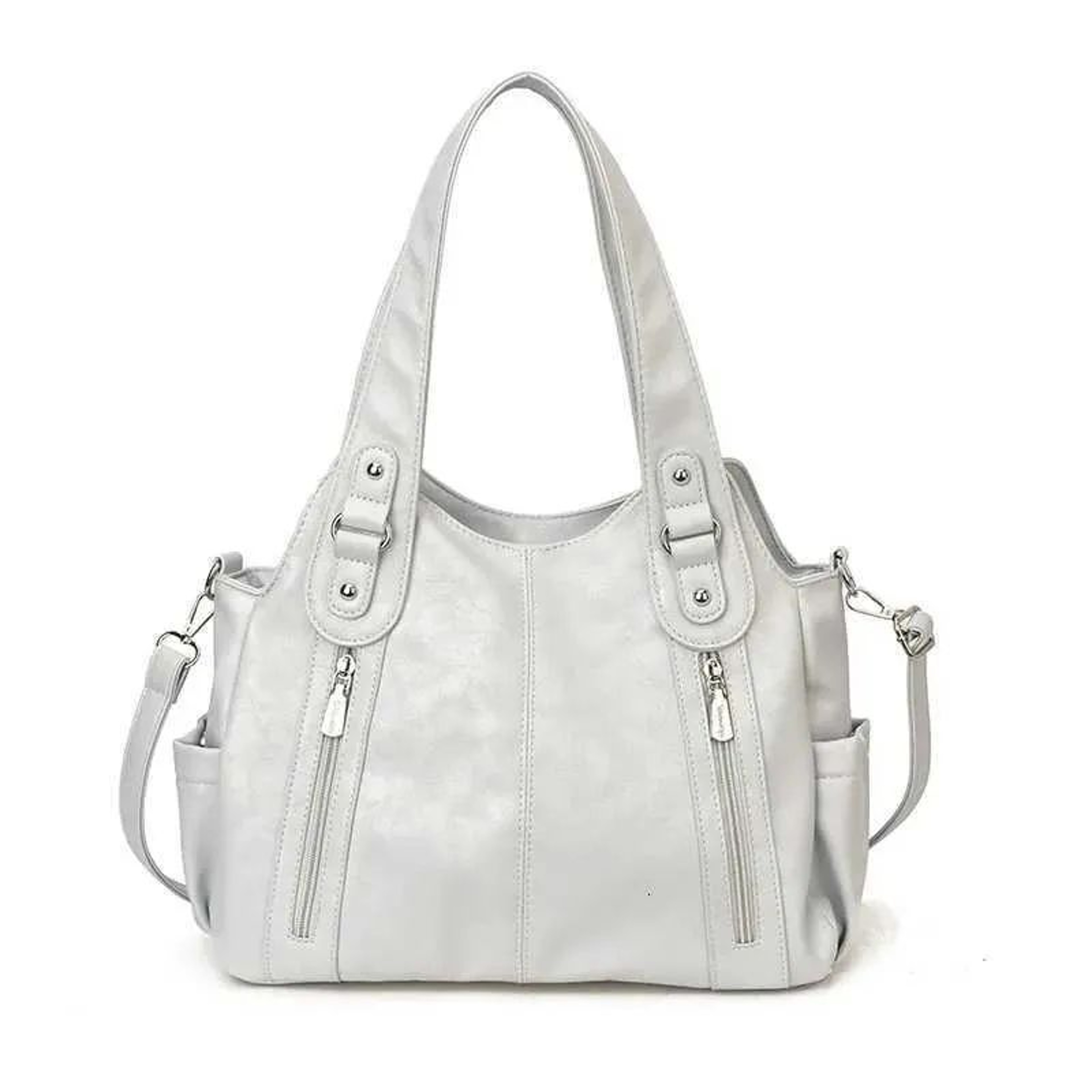 Large Capacity Retro PU Shoulder Bag With Zipper Closure For Everyday Use 5