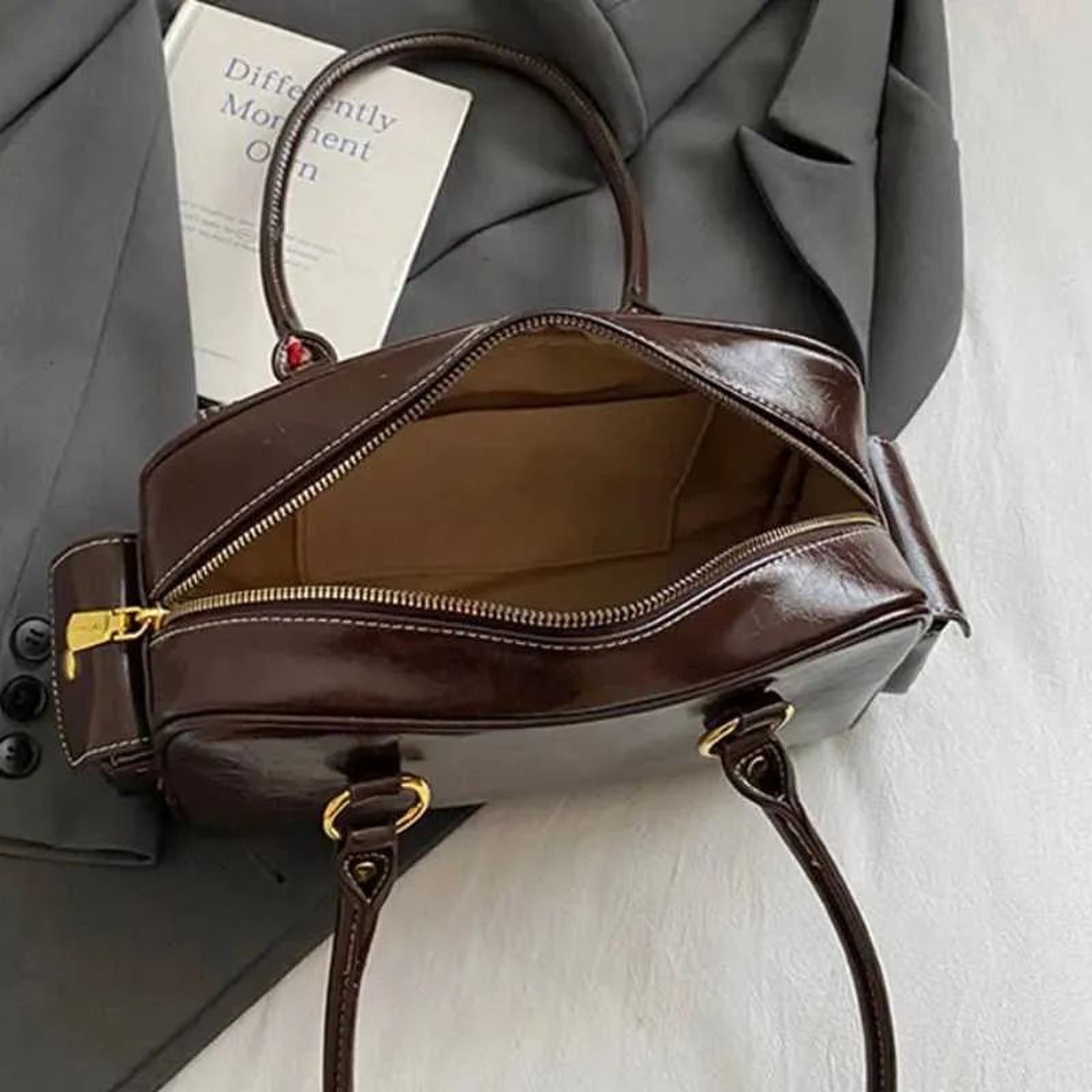 Vintage Motorcycle Shoulder Bag With Multiple Zipper Pockets And Style 1