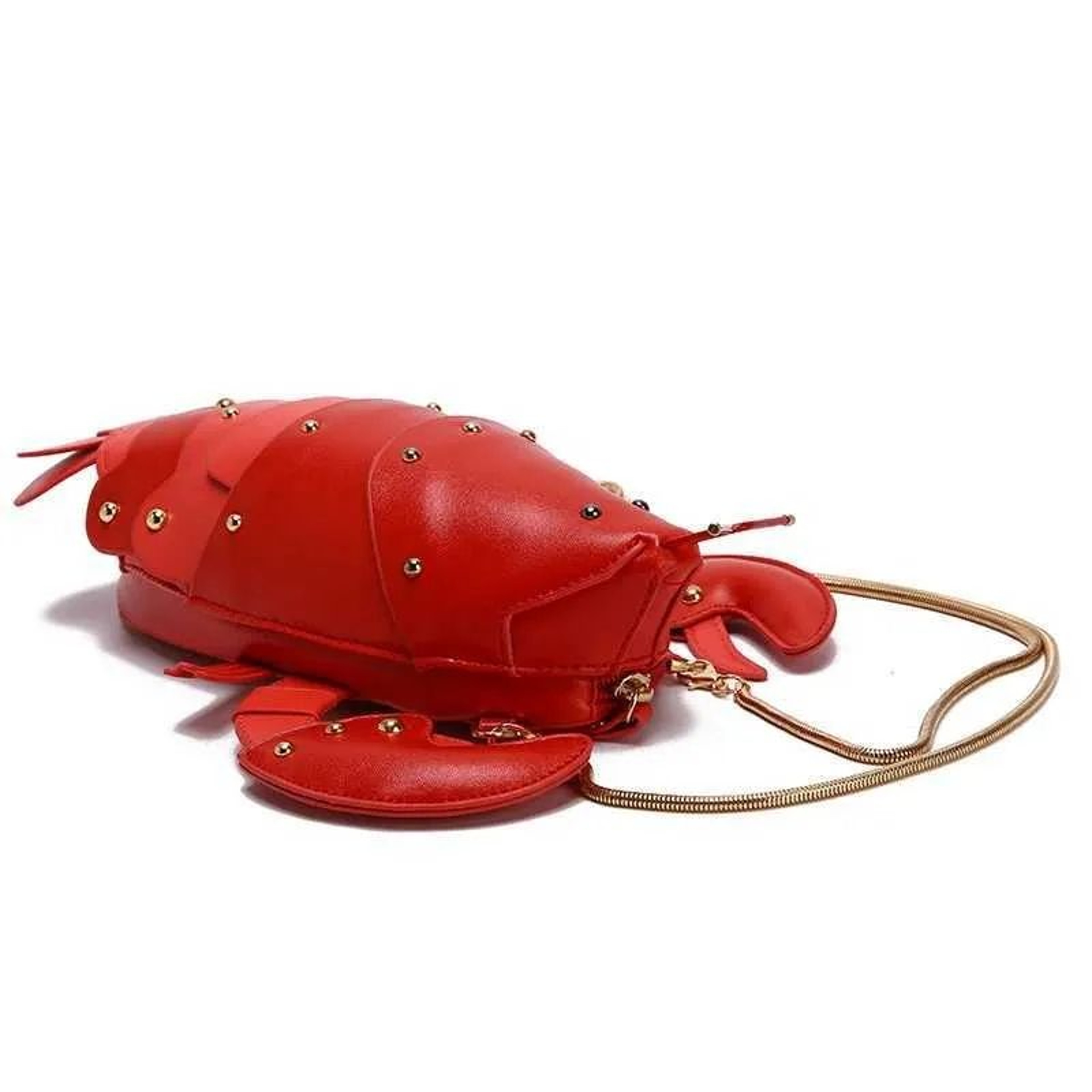 Mini PU Leather Crossbody Bag With Chain Strap And Zipper Closure In Lobster Style 1