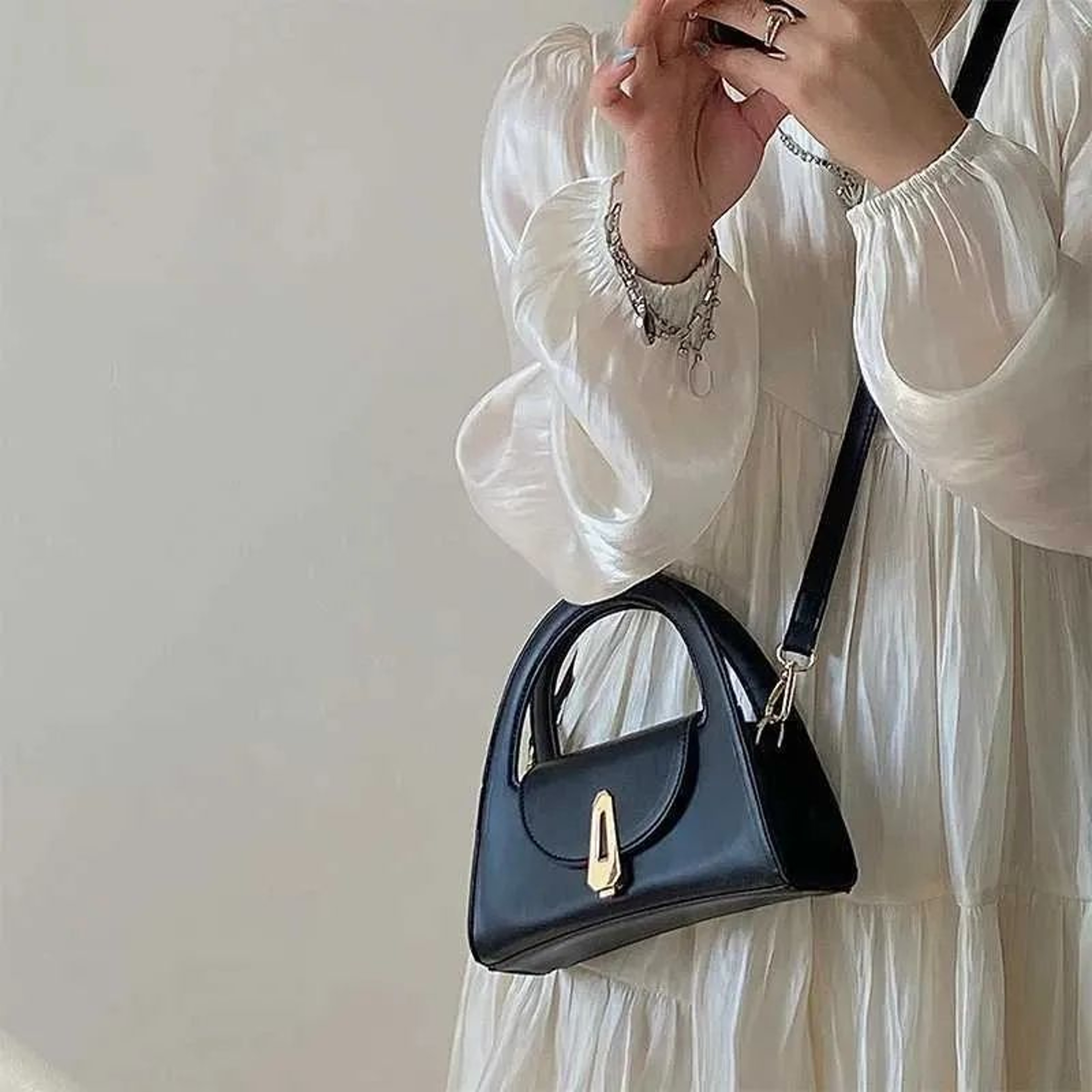 Womens Mini PU Leather Crossbody Bag With Flap Lock Closure And Top Handle 3