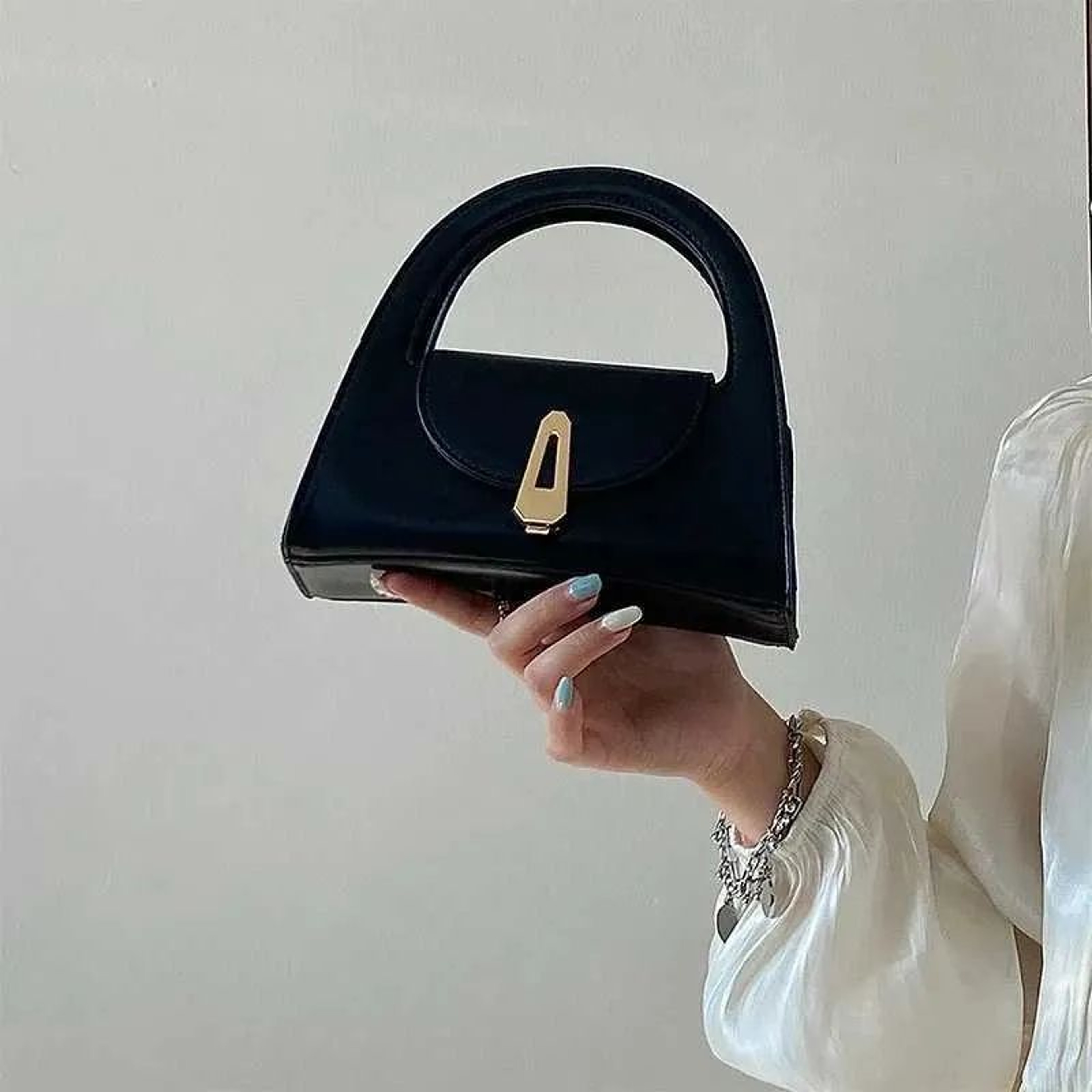 Womens Mini PU Leather Crossbody Bag With Flap Lock Closure And Top Handle 1