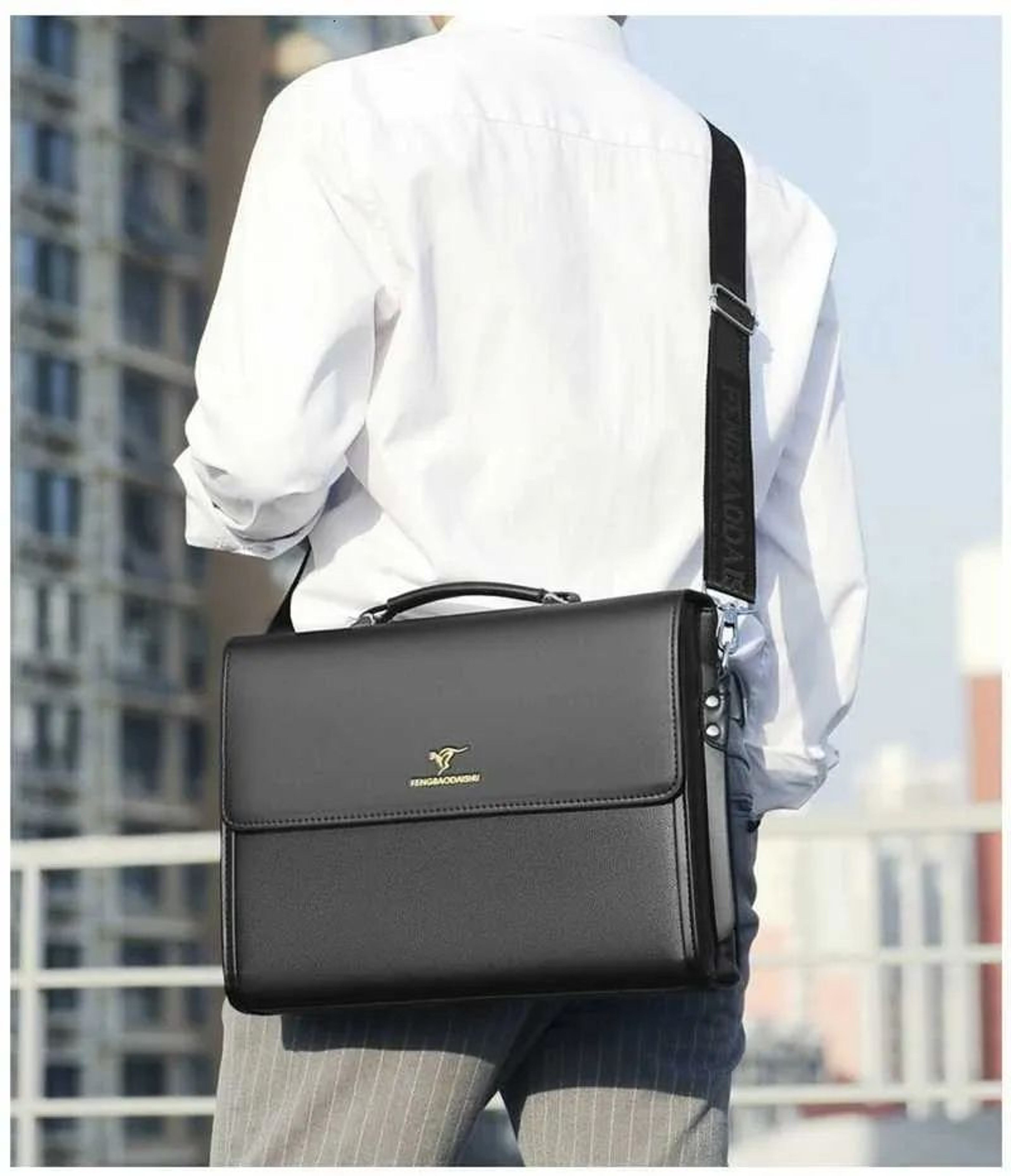 Mens Business Briefcase With Laptop Storage And Crocodile Style Design 1