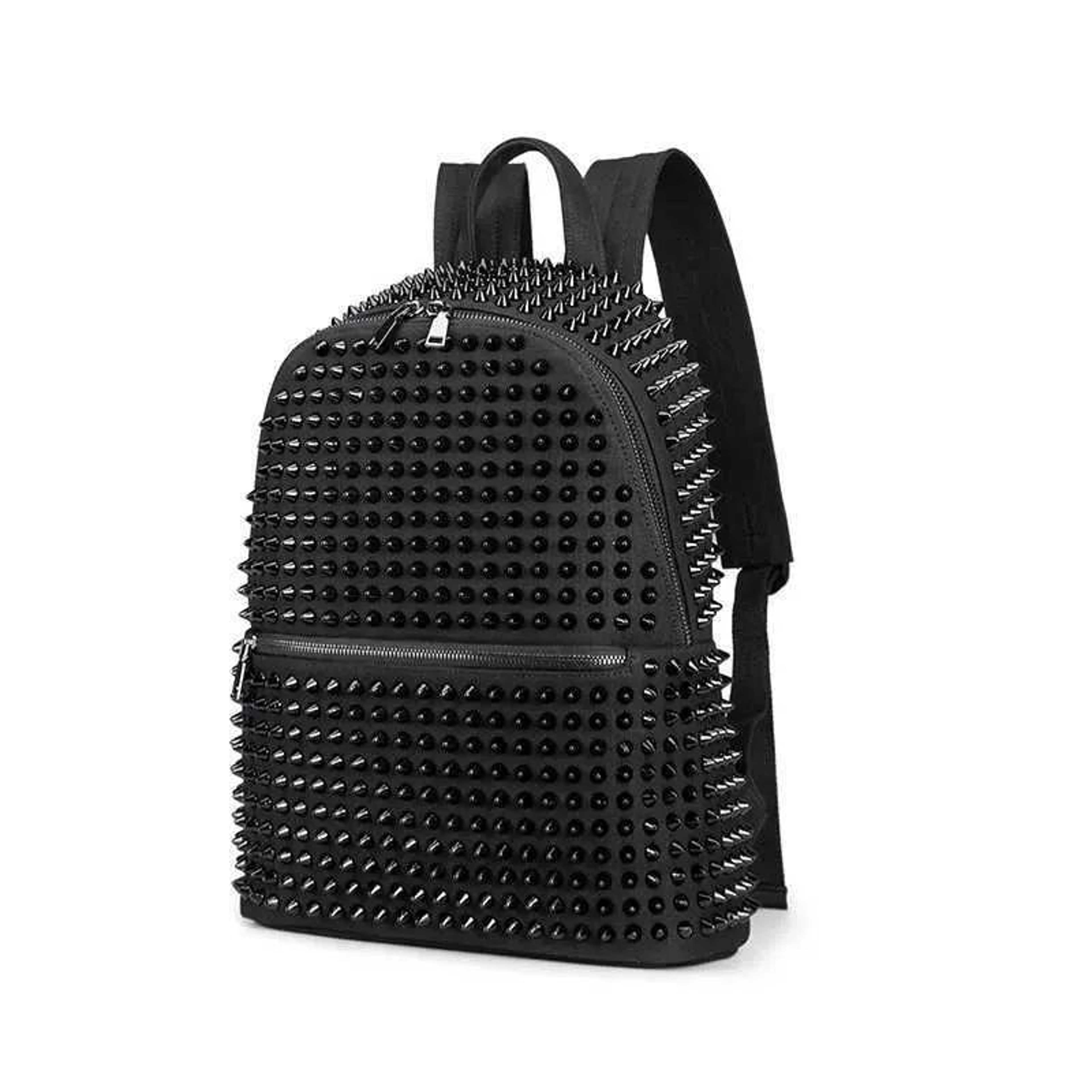 Black PU Leather Backpack With Rivet Details And Zipper Closure For Everyday Travel 5