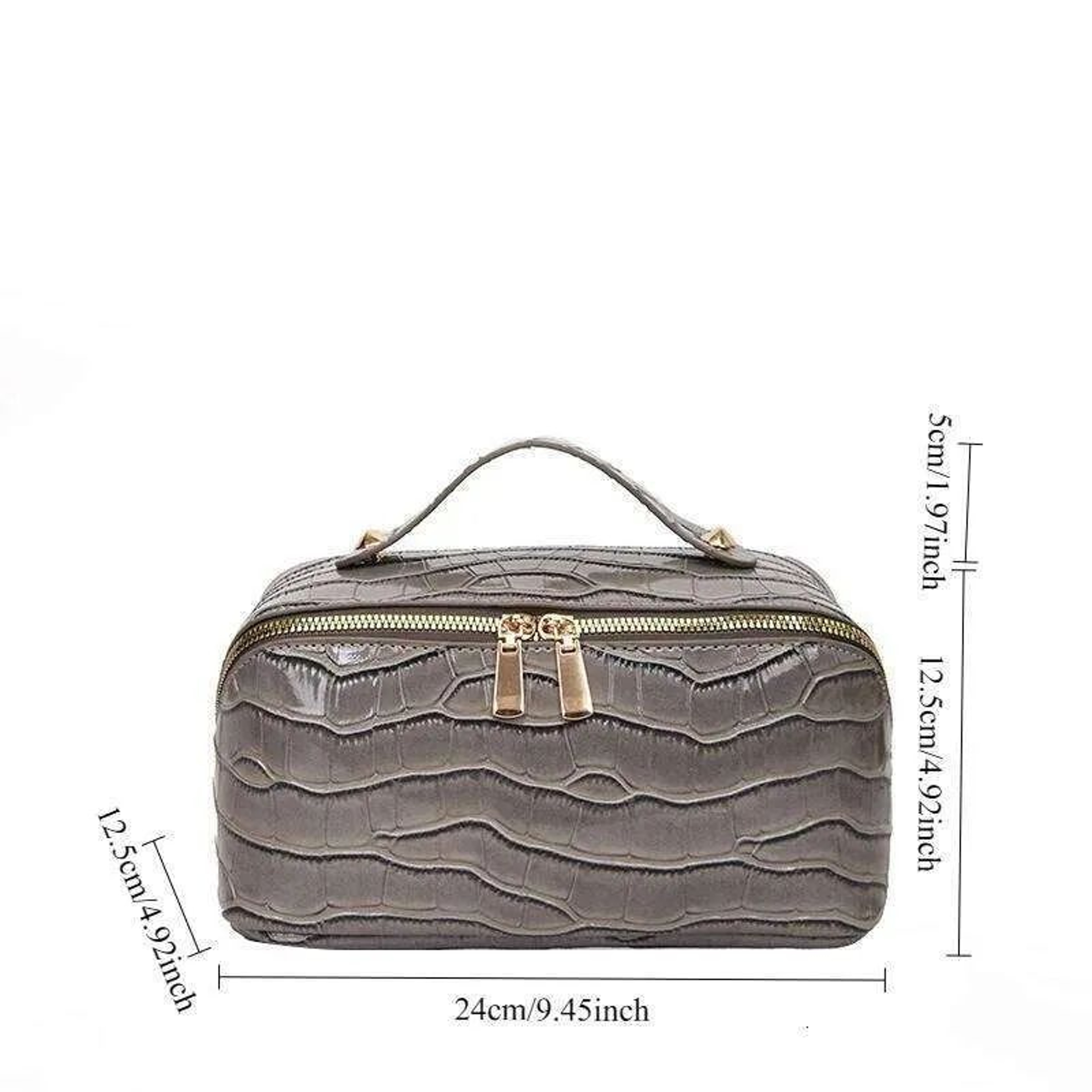PU Leather Makeup Bag With Crocodile Pattern Large Capacity Travel Cosmetic Organizer 2