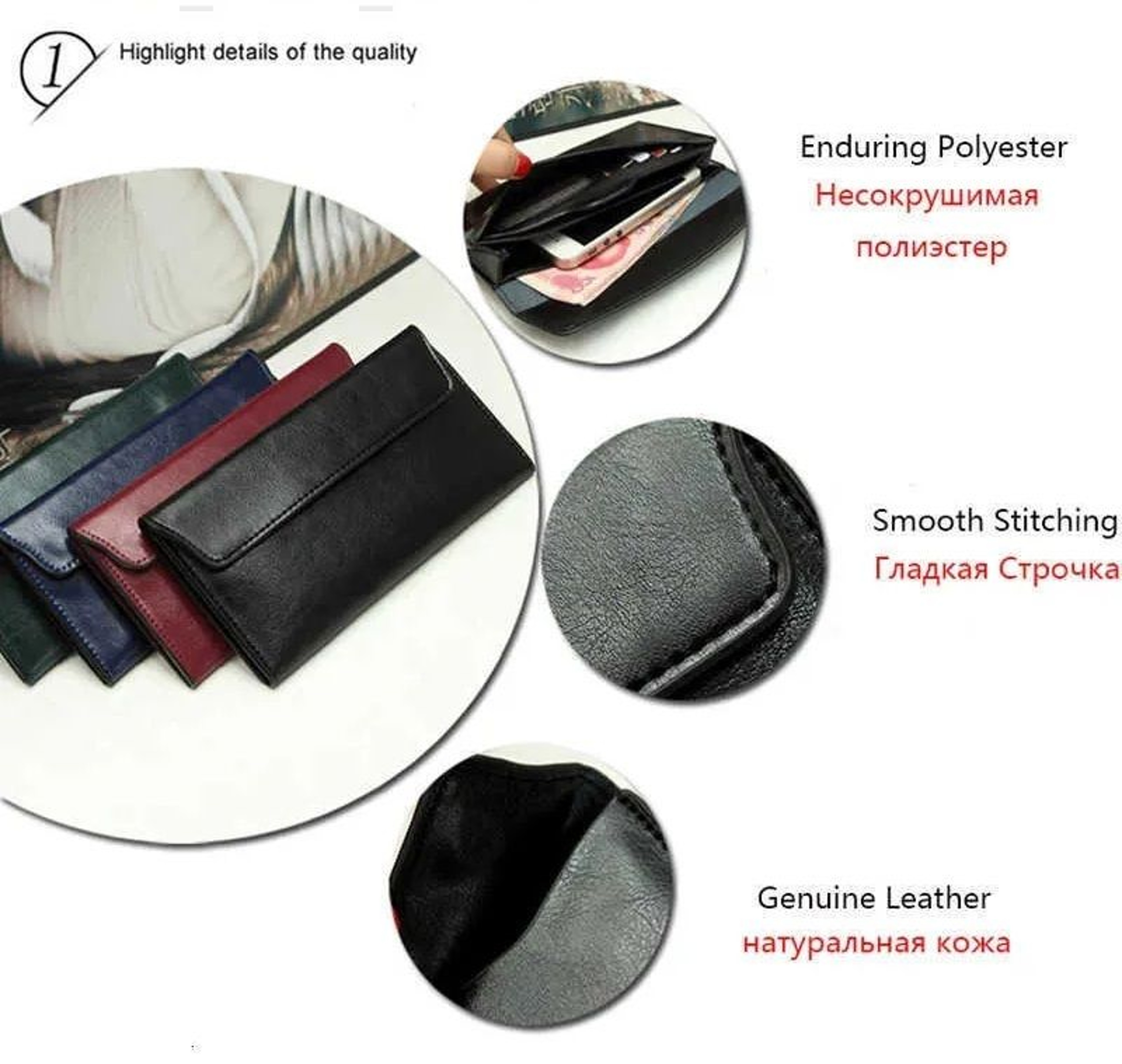 Womens Slim Long Clutch Wallet With Zipper Closure And Elegant Design 4