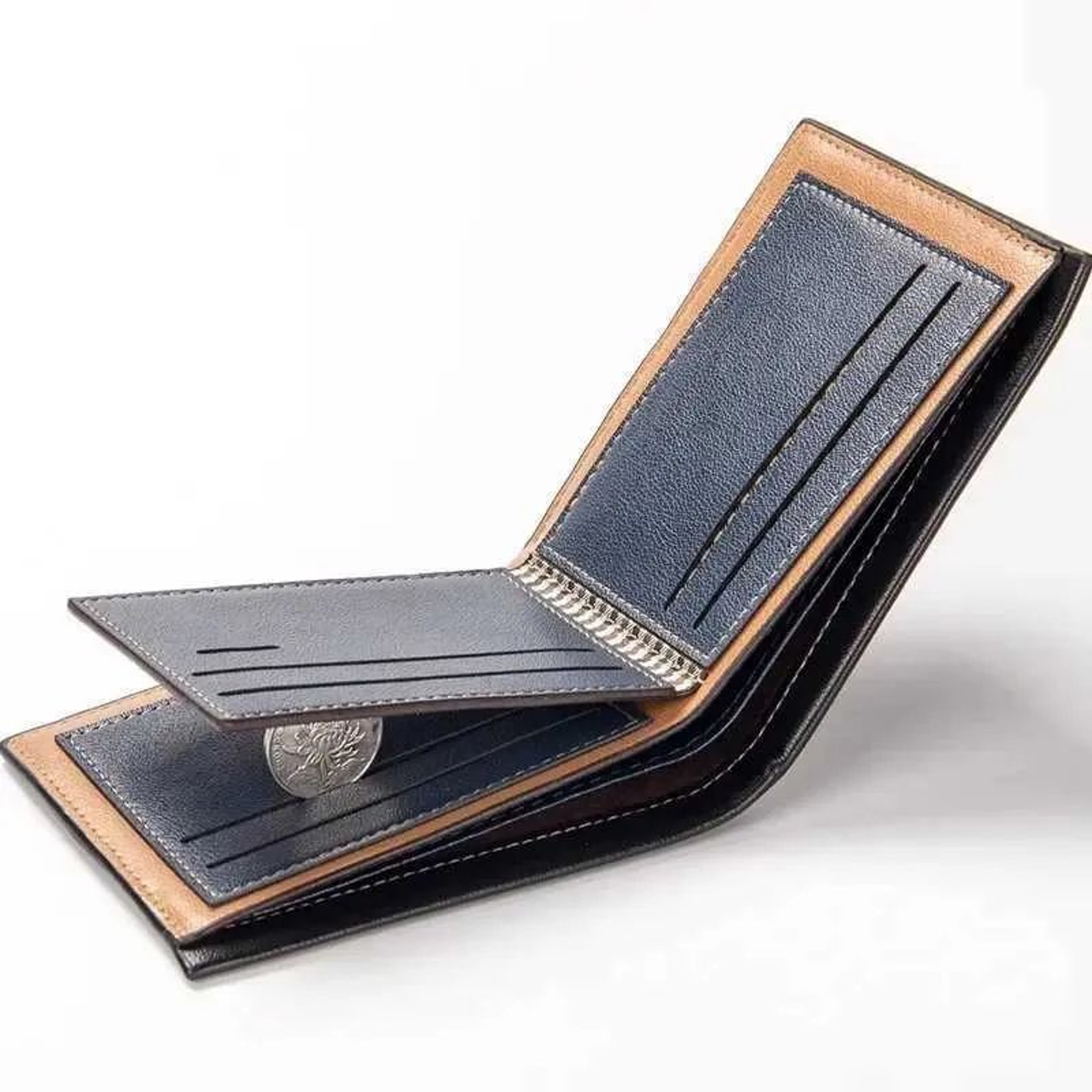 Mens Vintage Genuine Leather Wallet With Slim Bifold Design And Card Slots 1