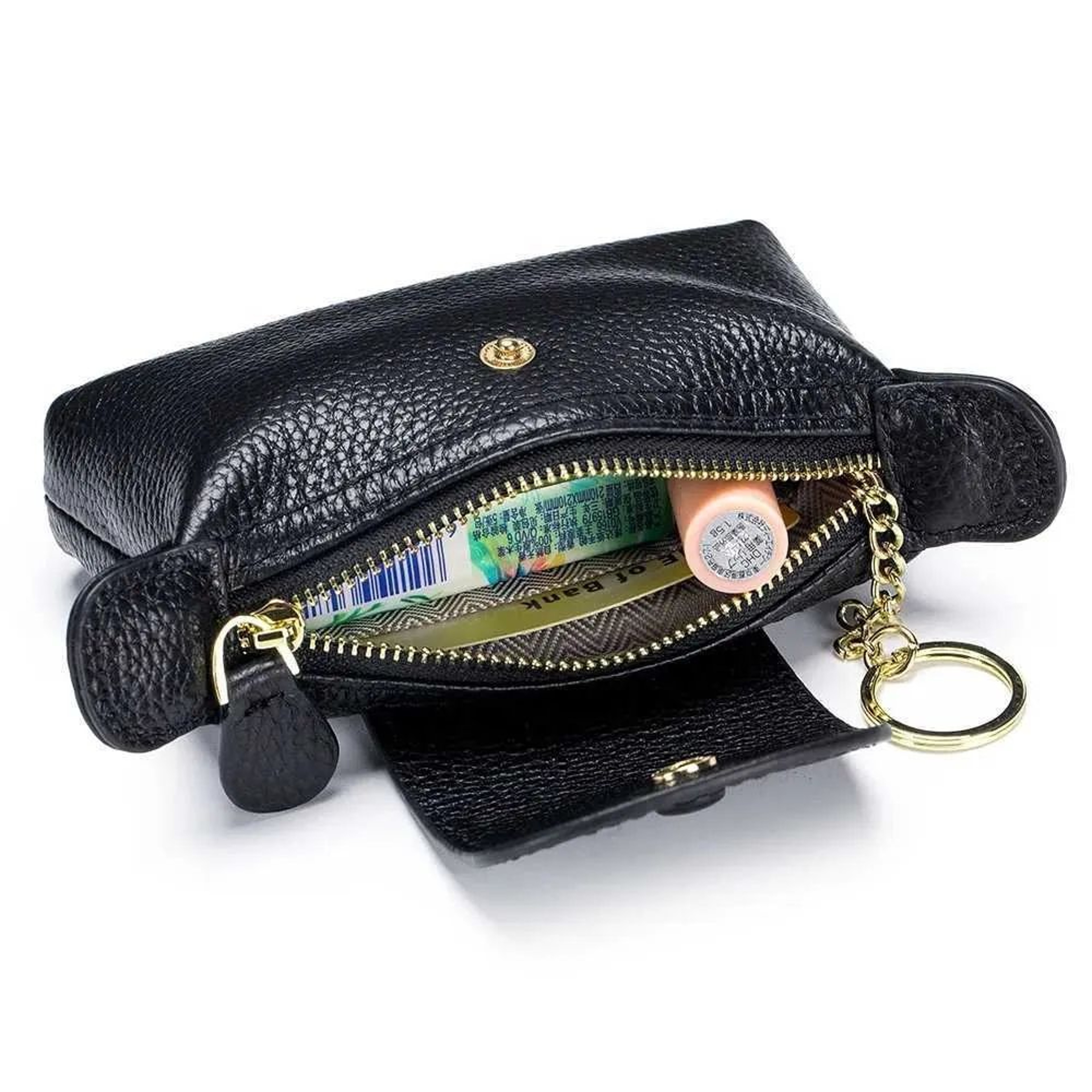 Mens Compact Coin Wallet With Zipper Closure And Mini Card Holder Design 2