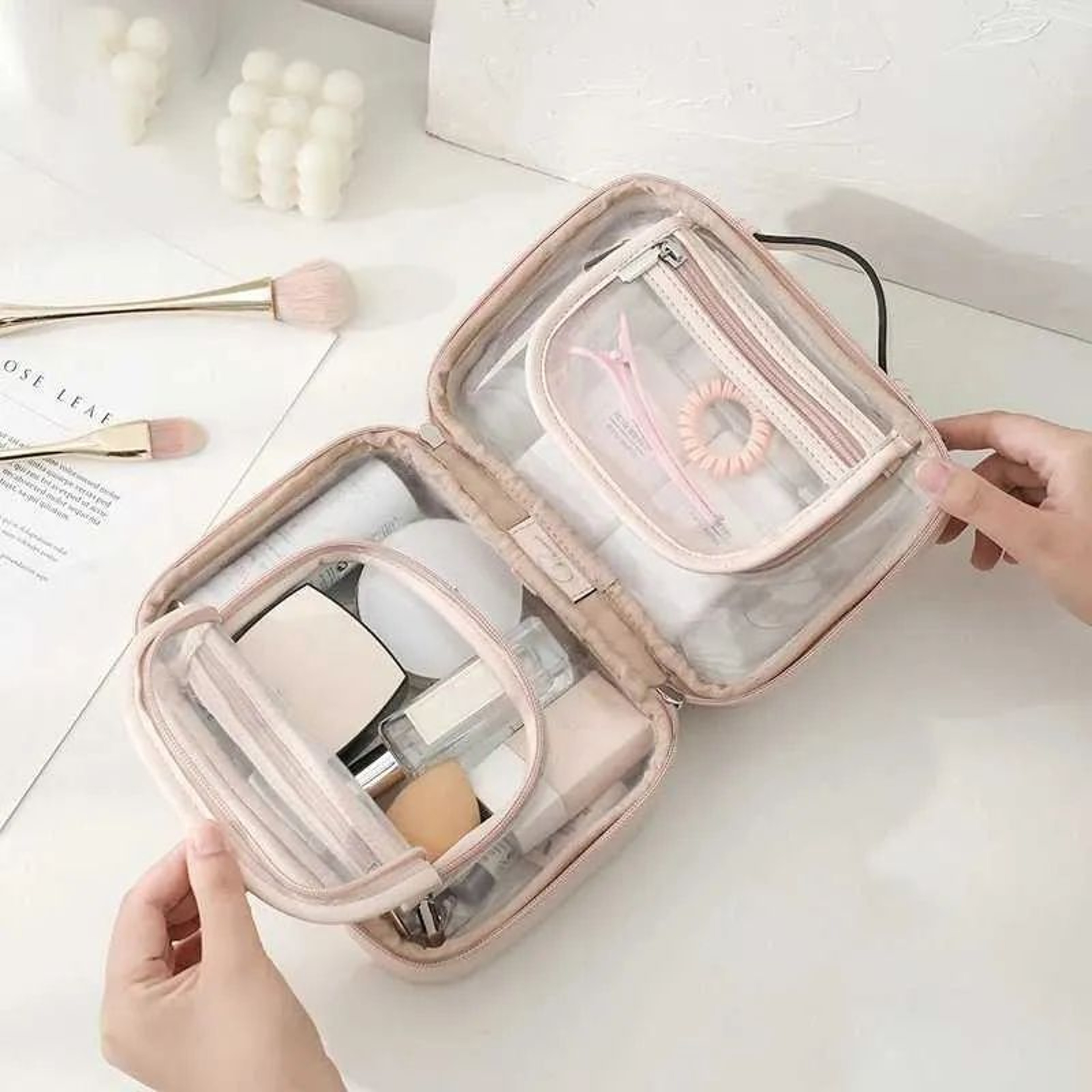 Waterproof Aluminum Makeup Bag With Double Layer Cosmetic Storage For Travel 1