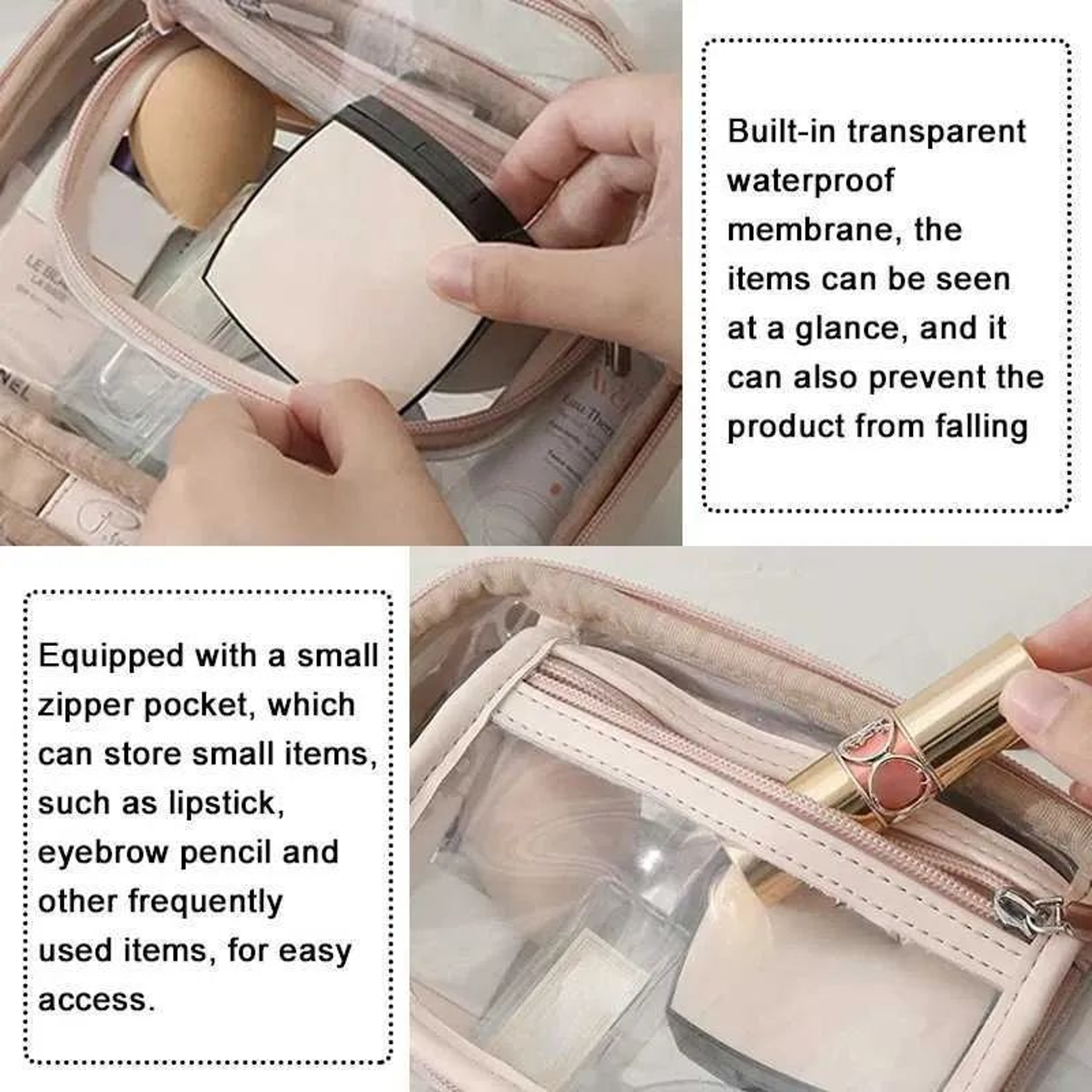 Waterproof Aluminum Makeup Bag With Double Layer Cosmetic Storage For Travel 4