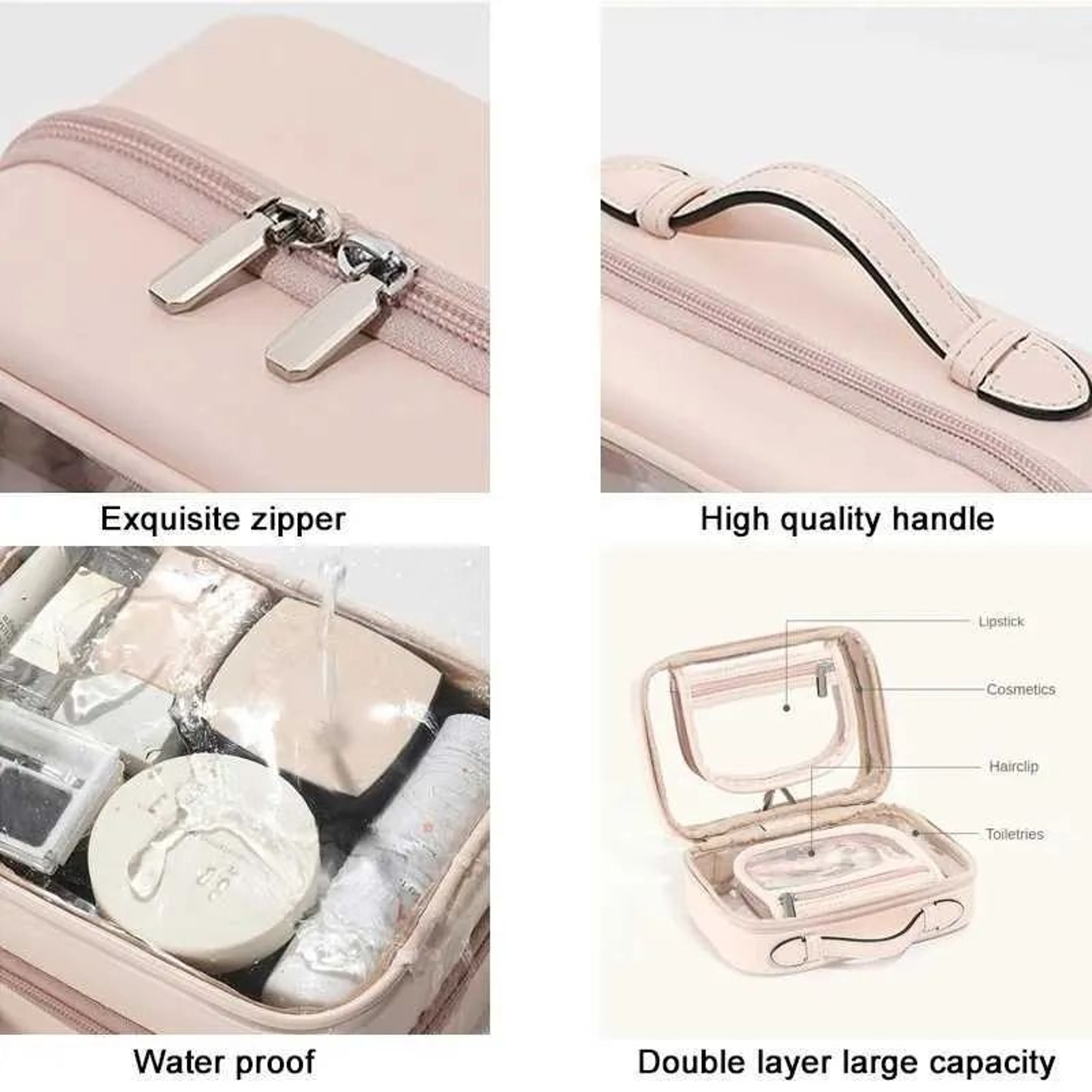 Waterproof Aluminum Makeup Bag With Double Layer Cosmetic Storage For Travel 3