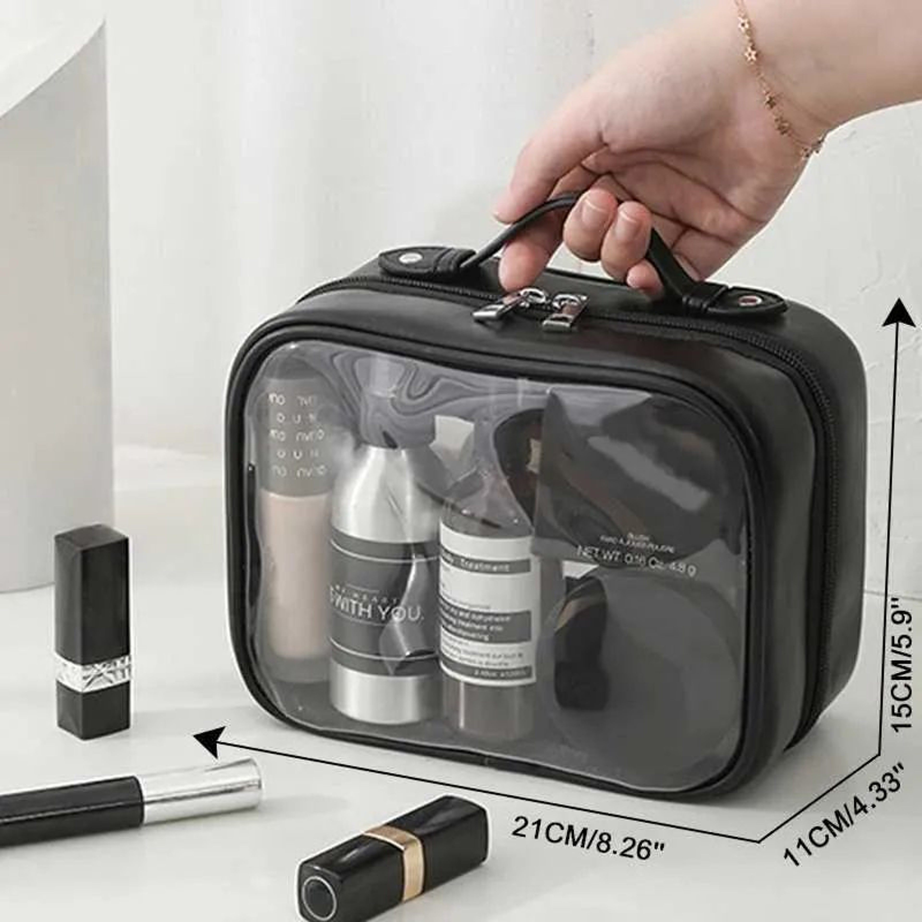 Waterproof Aluminum Makeup Bag With Double Layer Cosmetic Storage For Travel 5