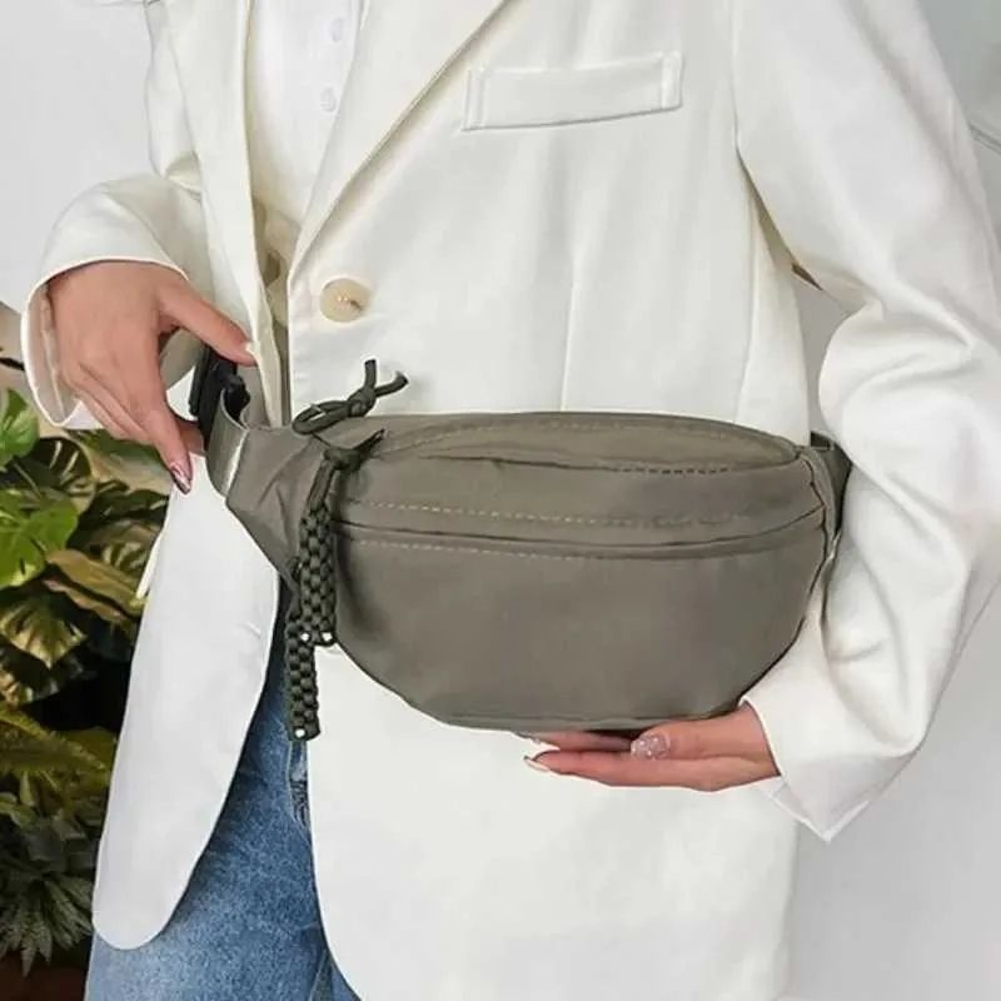 Crescent Crossbody Bag Lightweight Solid Color Sports Waist Bag 1