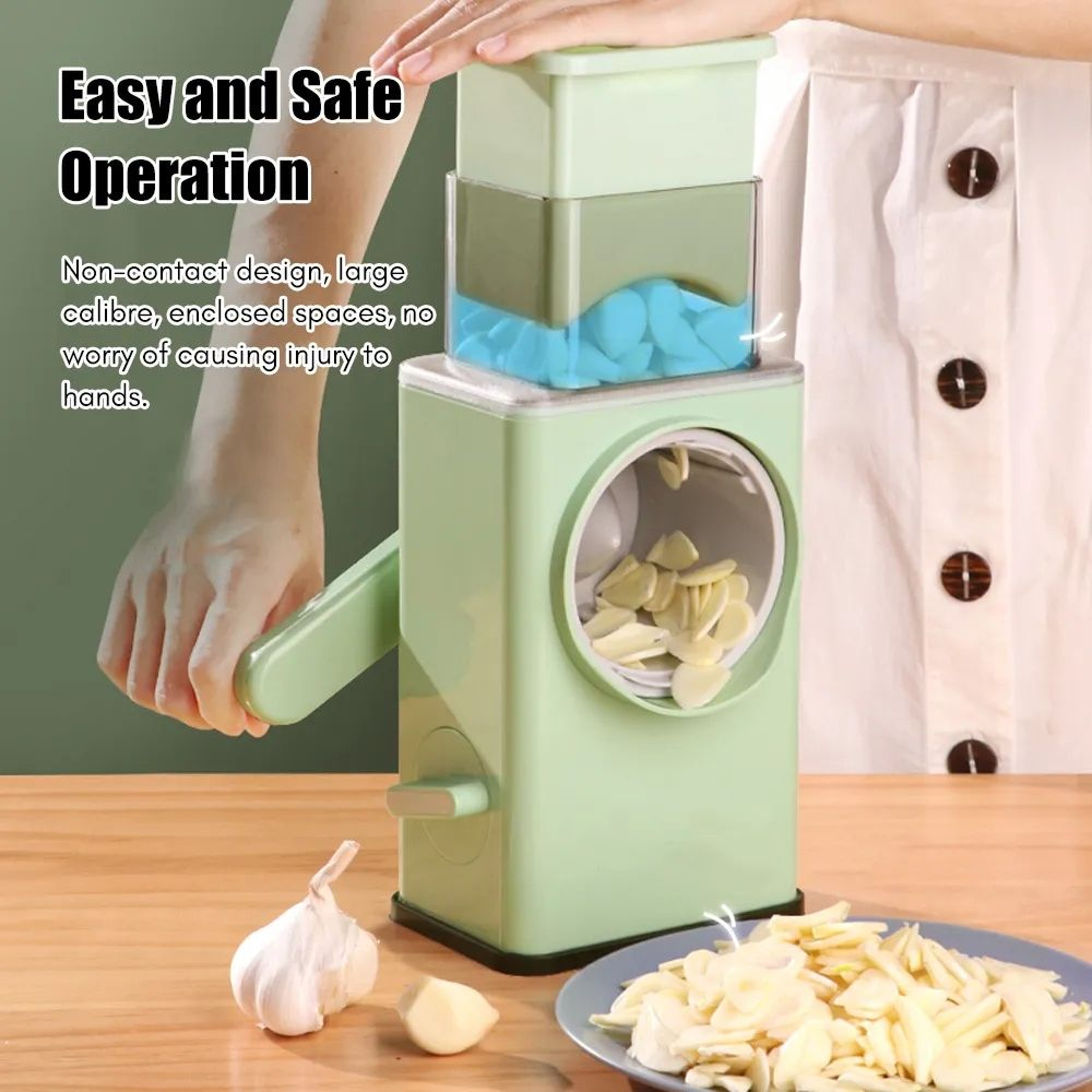 Manual Vegetable Slicer And Rotary Grater With Stainless Steel Blades 2