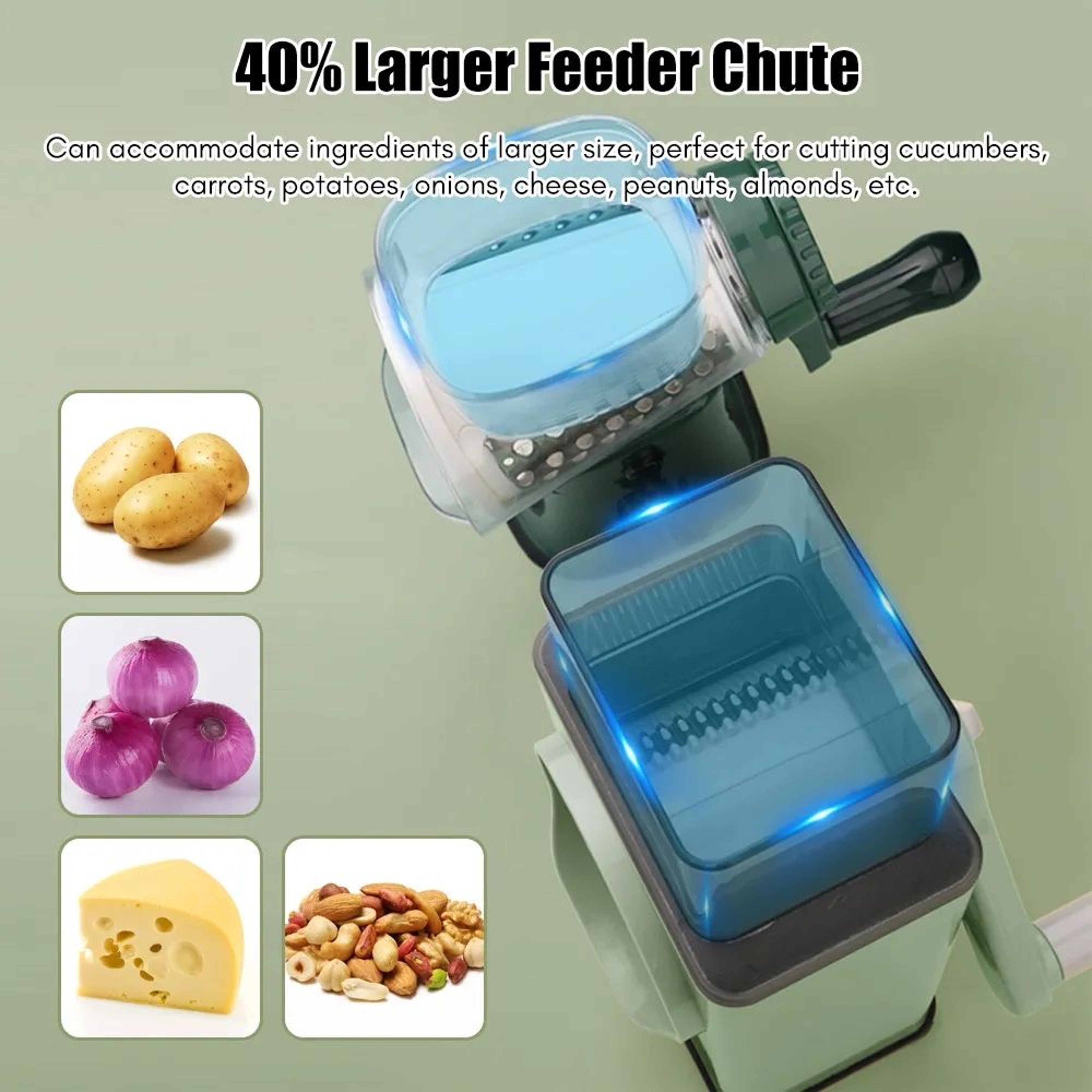 Manual Vegetable Slicer And Rotary Grater With Stainless Steel Blades 3