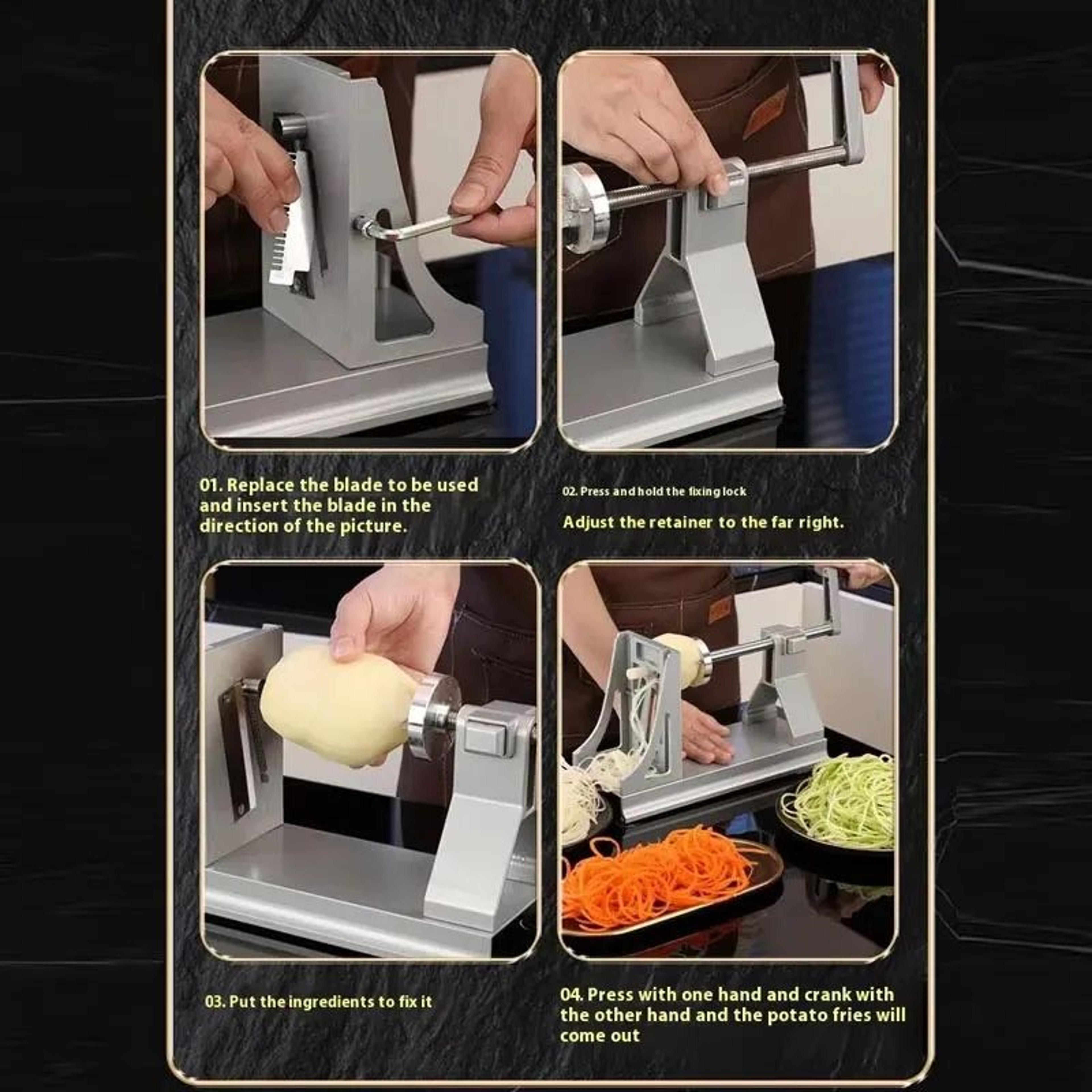 Stainless Steel Vegetable Chopper Spiralizer And Slicer With Blade Sizes 3