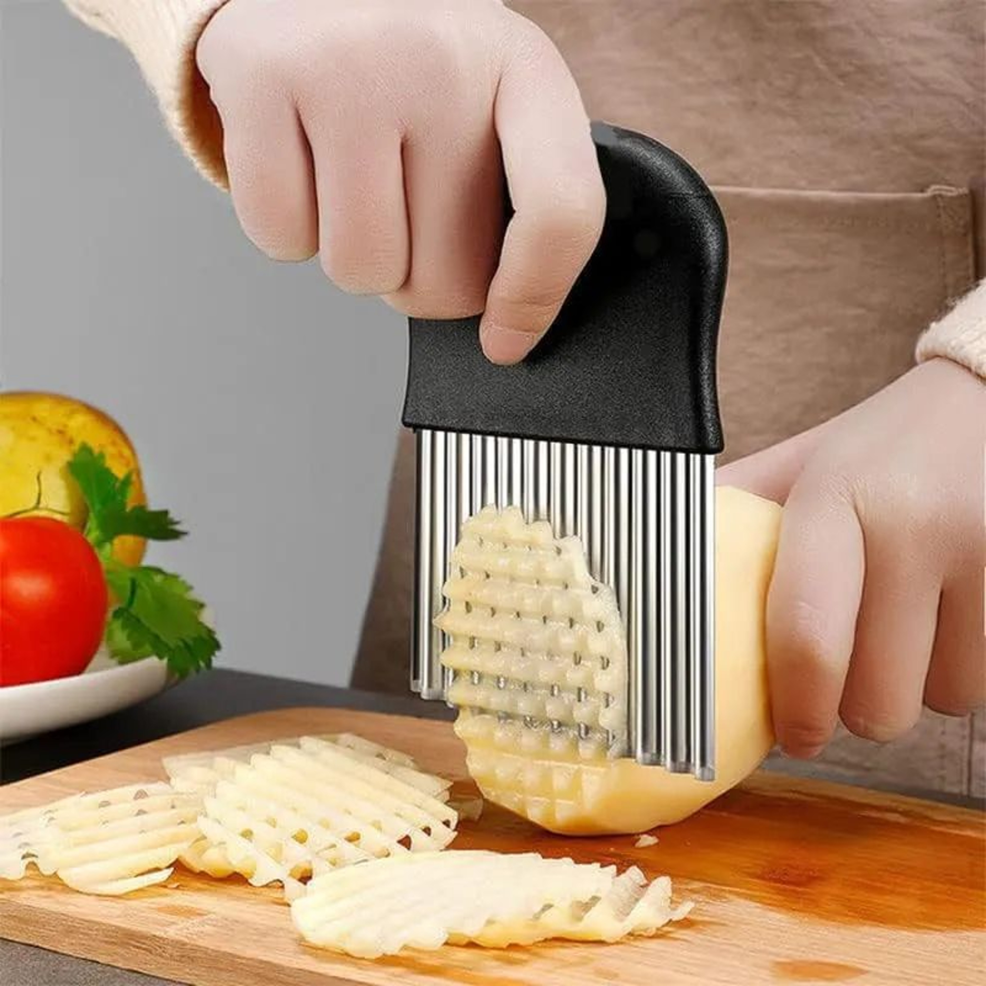 Stainless Steel Crinkle Potato Slicer And Vegetable Cutter For Kitchen 1