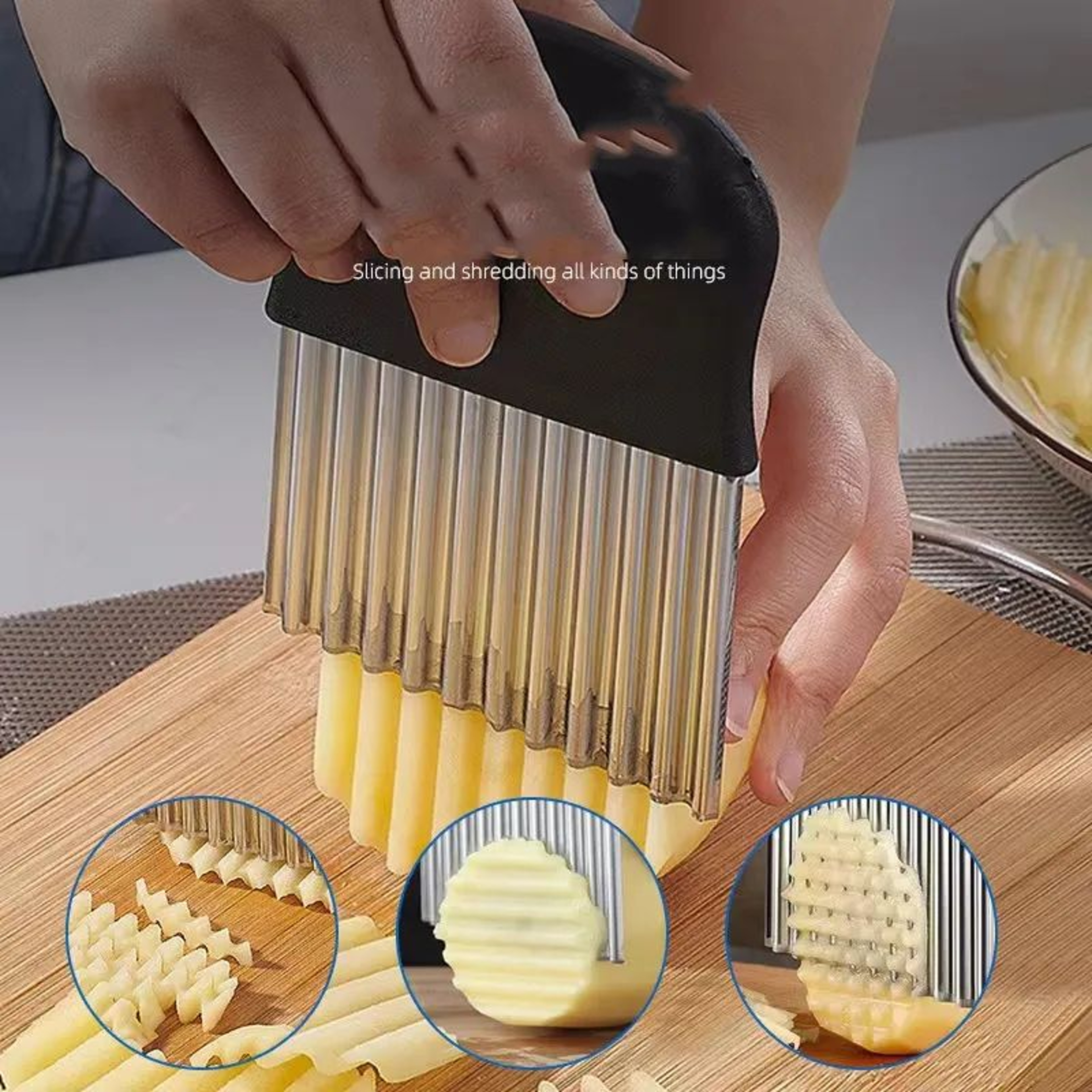 Stainless Steel Crinkle Potato Slicer And Vegetable Cutter For Kitchen 2