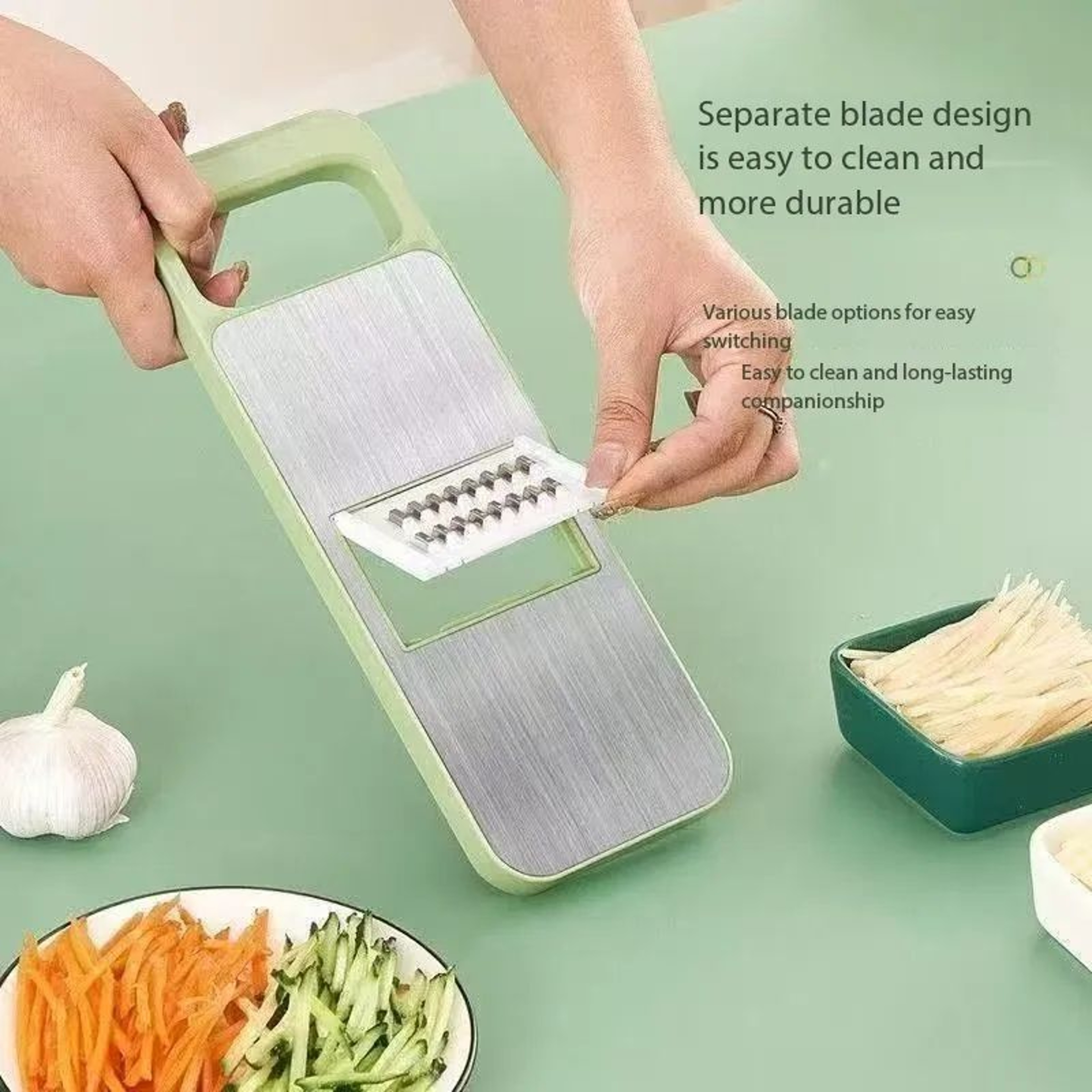 Adjustable Stainless Steel Mandoline Slicer With Safety Holder 4