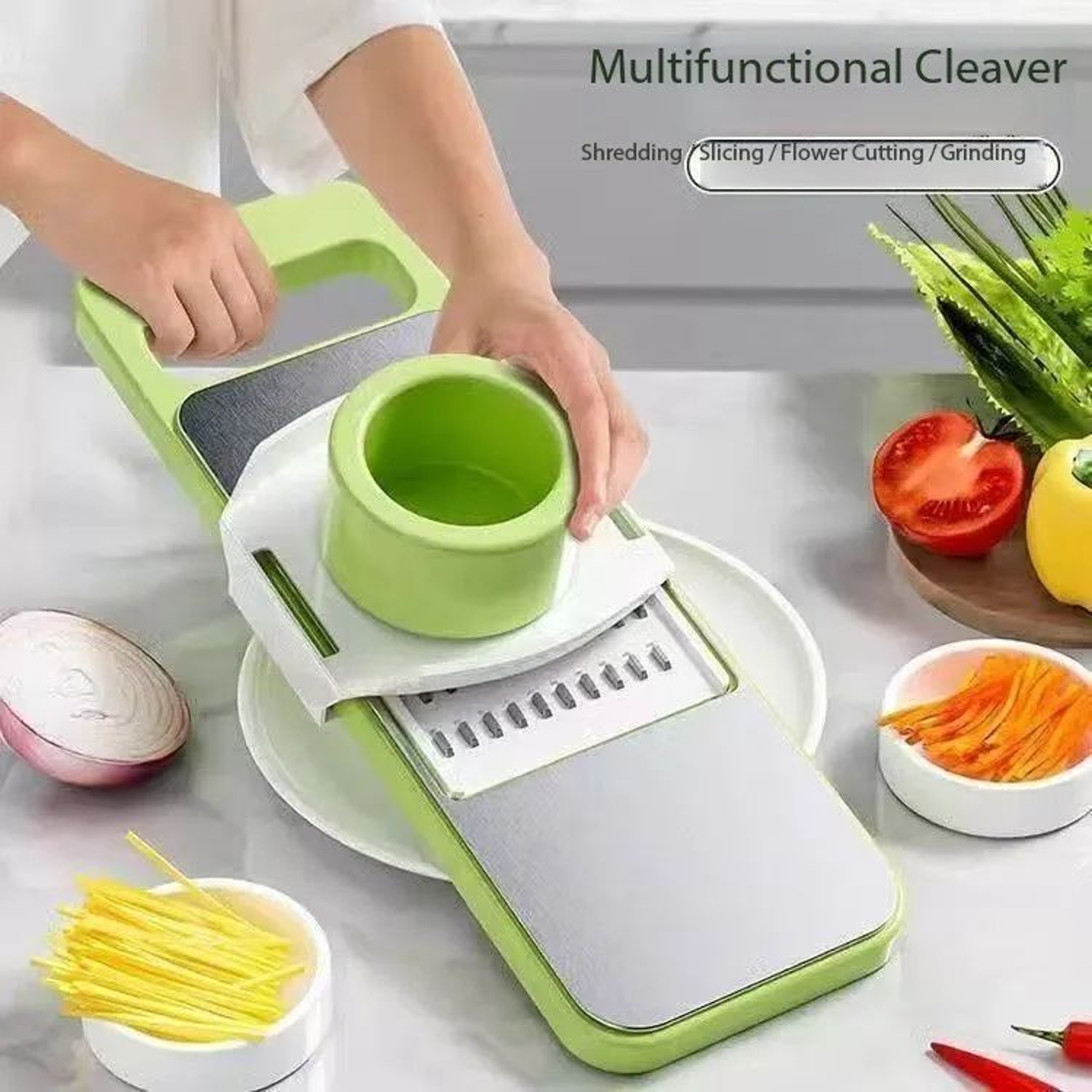 Adjustable Stainless Steel Mandoline Slicer With Safety Holder 1