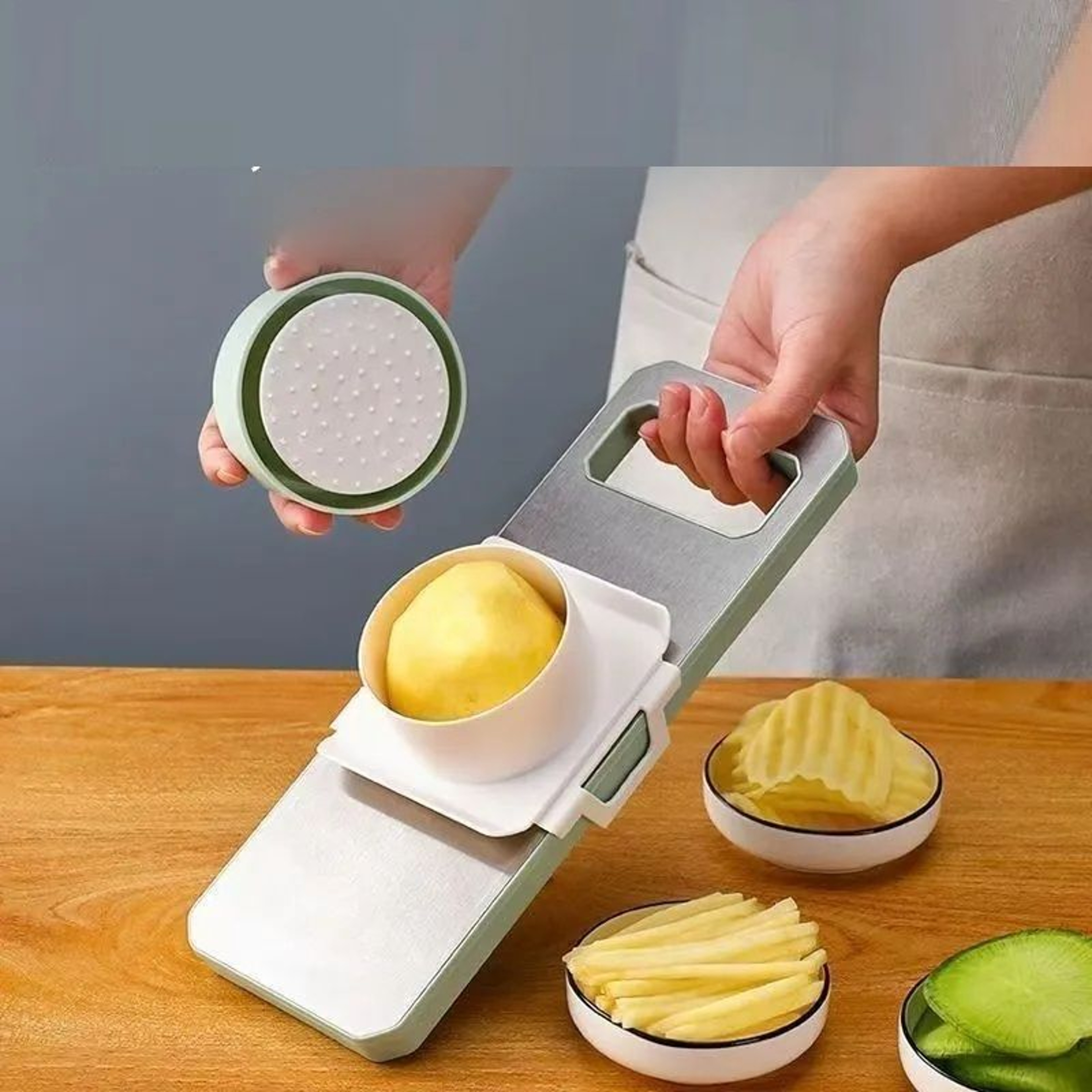 Adjustable Stainless Steel Mandoline Slicer With Safety Holder 0