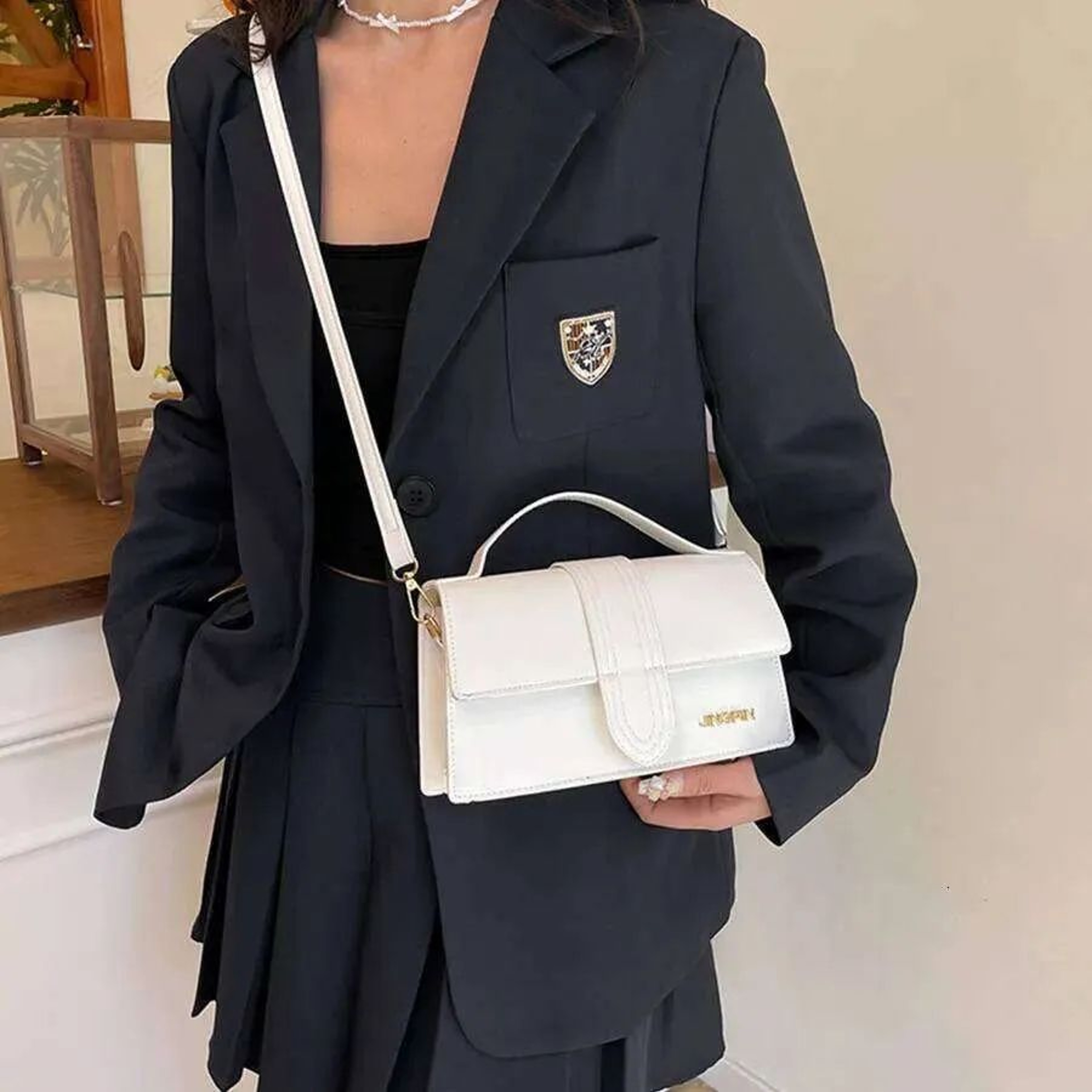 Womens Small Square Crossbody Handbag With Textured PU Finish 2