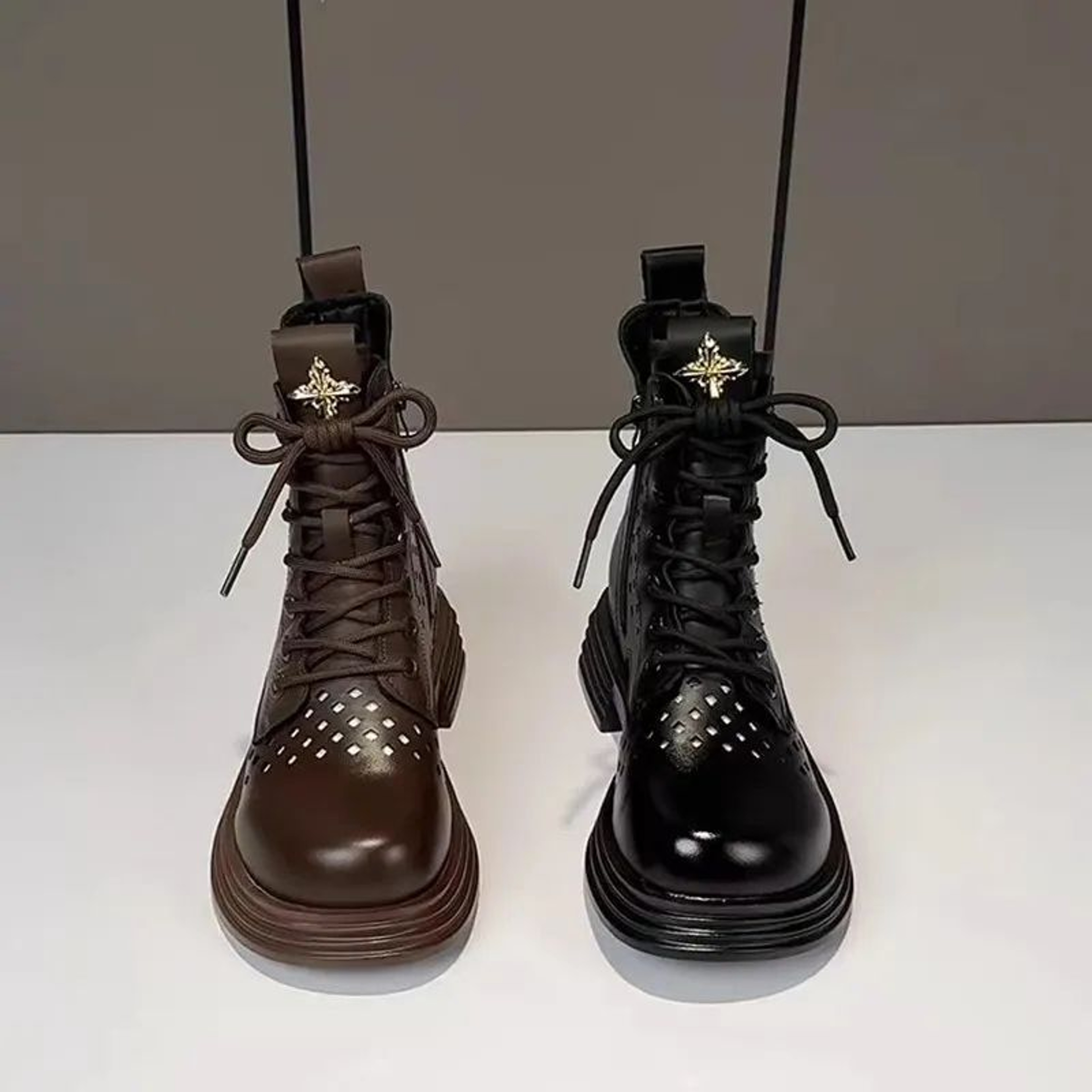 Platform Ankle Boots With Faux Fur Lining And Chunky Wedge Sole 0