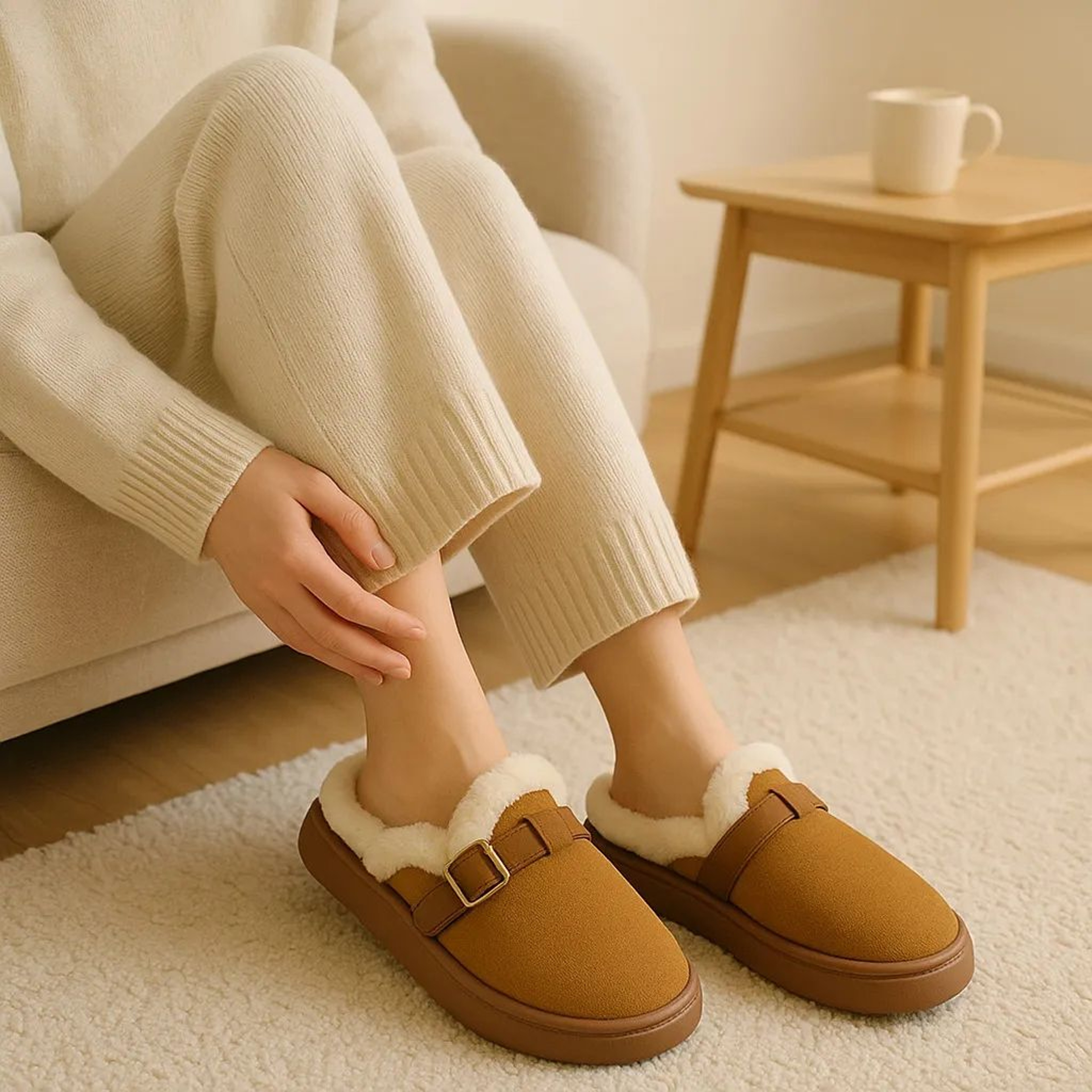 Womens Plush Winter Slippers With Thick Sole And Non Slip Design 1
