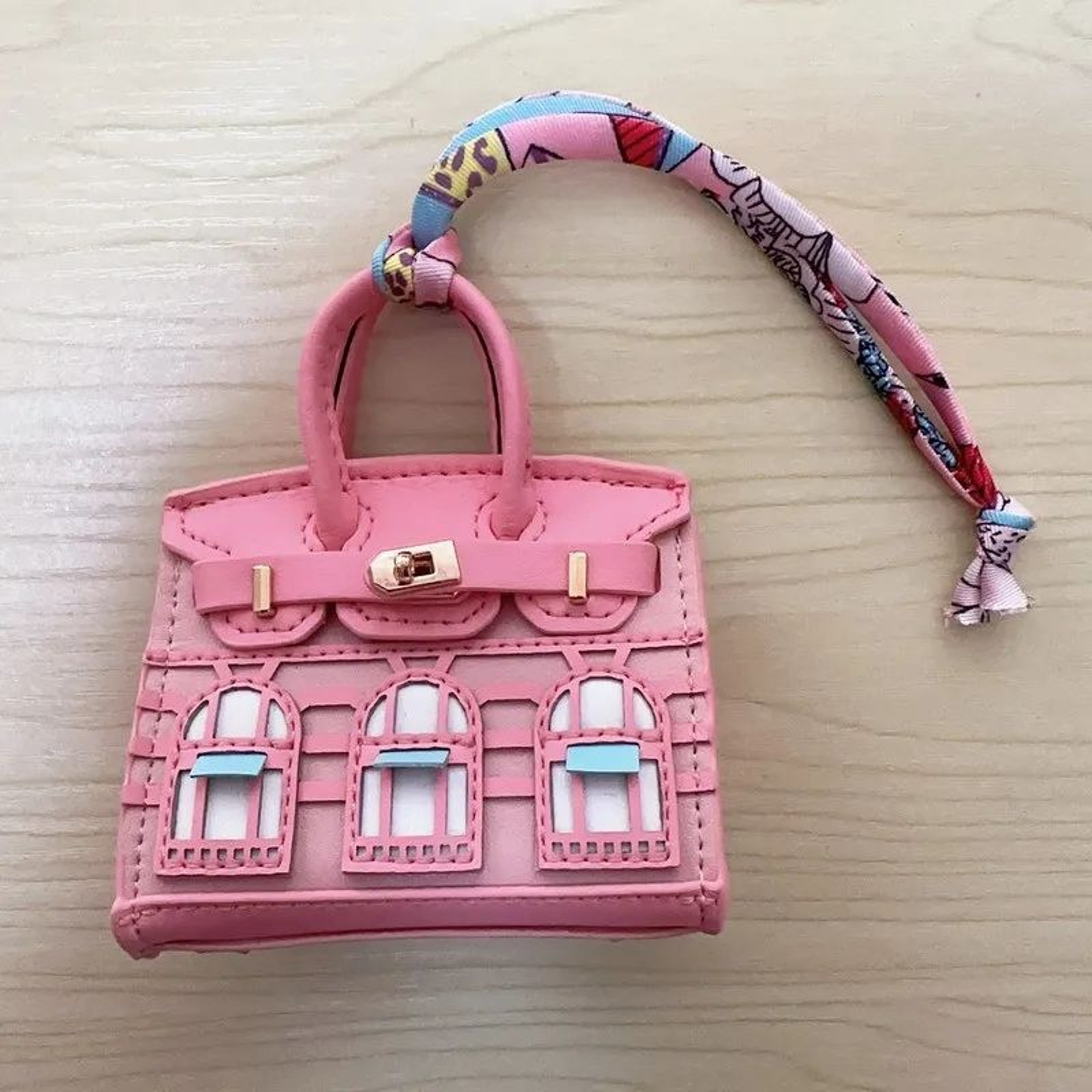 Mini House Keychain Pendant With Microfiber Pouch For Keys And Bags 2