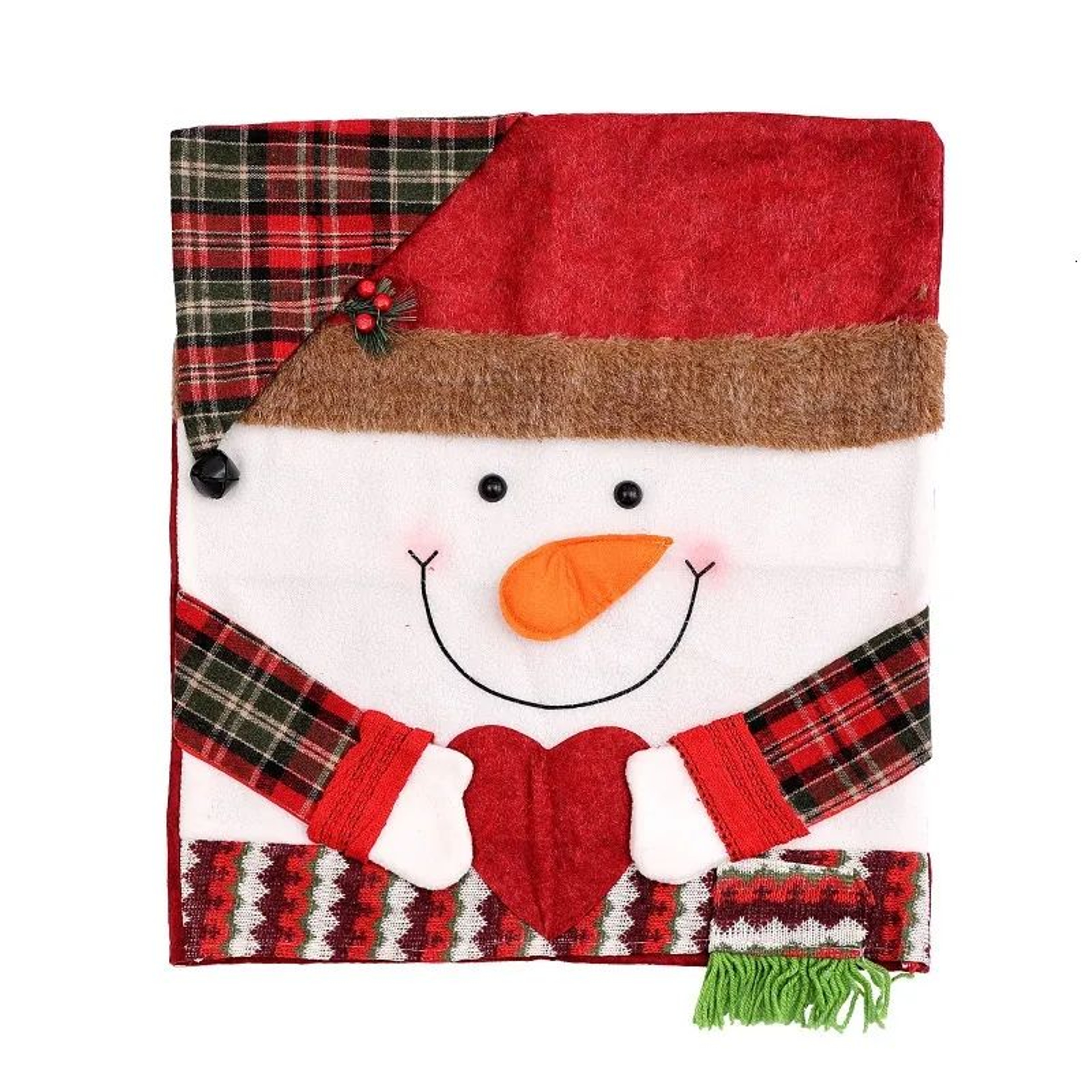 Christmas Snowman Plush Stool Chair Cover With Mini Scarf Holiday Decoration 0