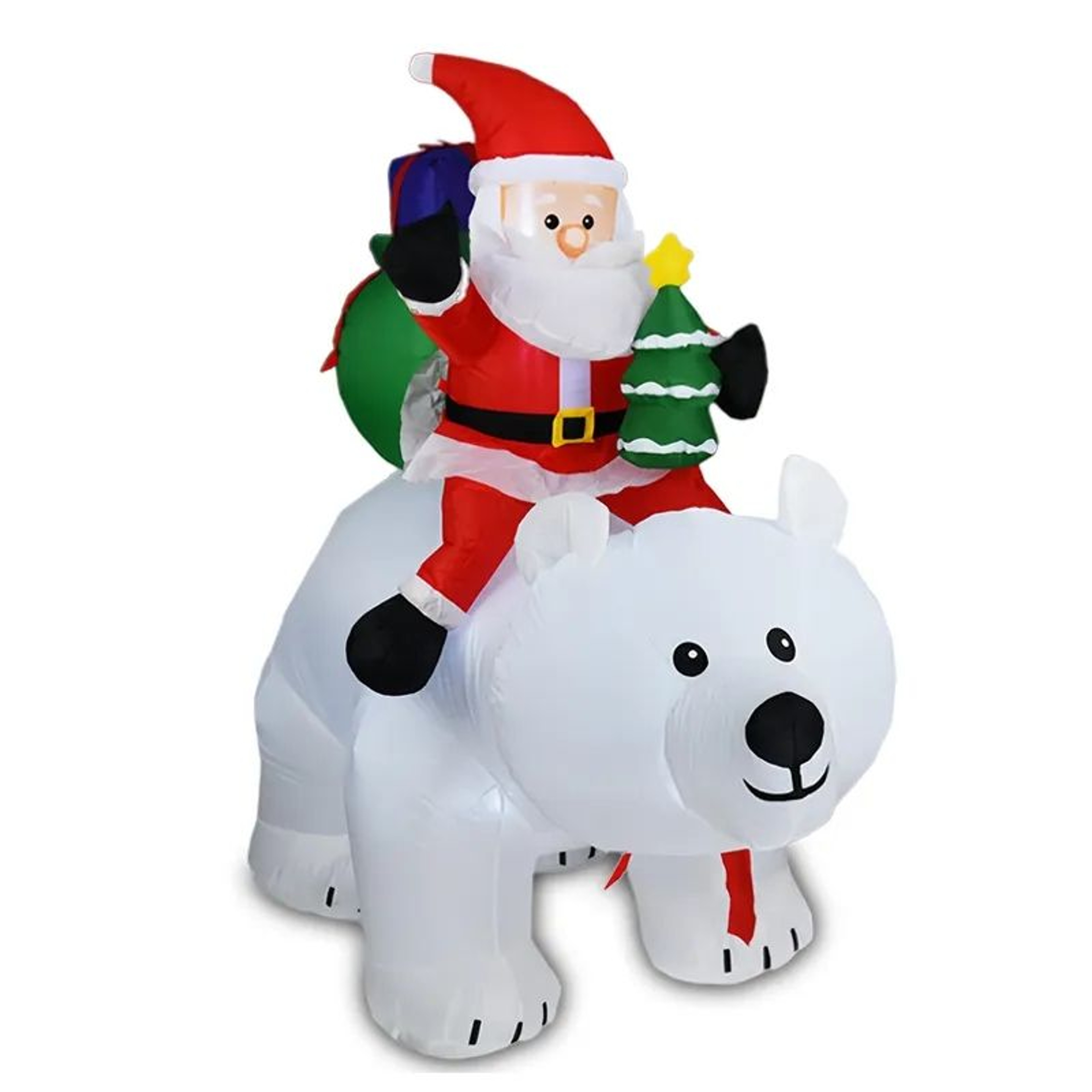 Christmas Inflatable Santa Riding Polar Bear With LED Lights For Outdoor Decor 0